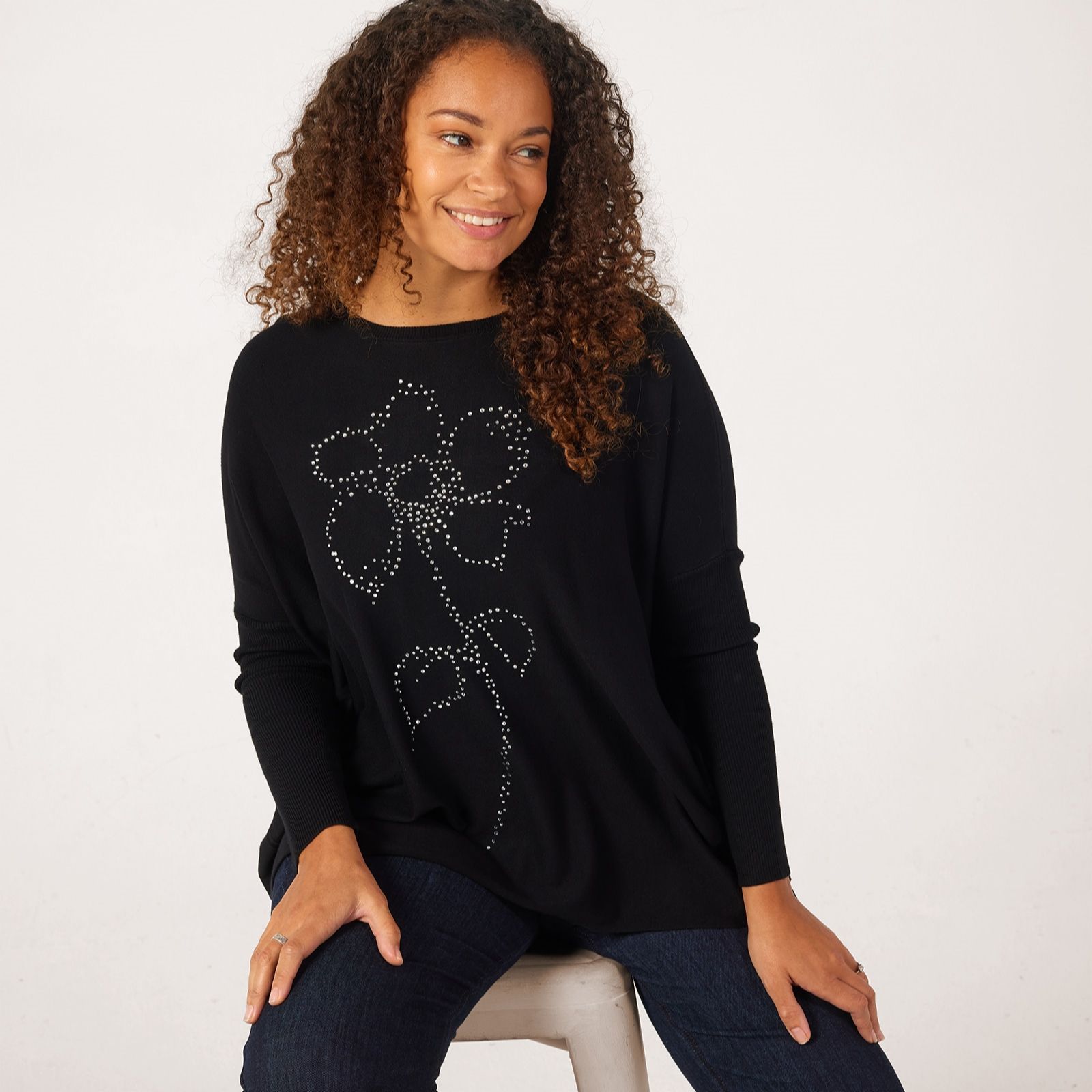 Masai Copenhagen Fanasi Crystal Flower Stretch Knit Jumper