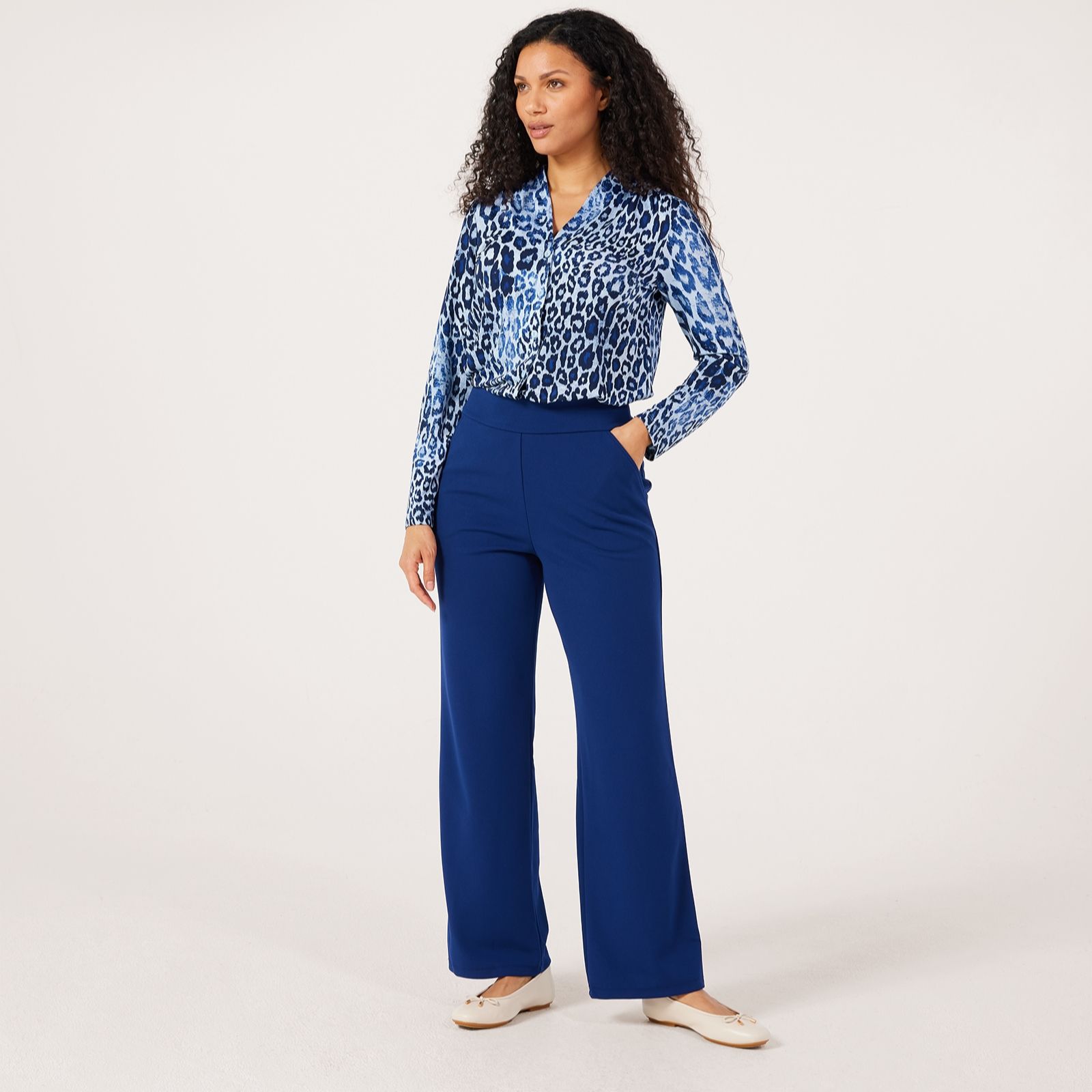 Kim & Co Ponte Crepe Wide Leg Trousers - Standard