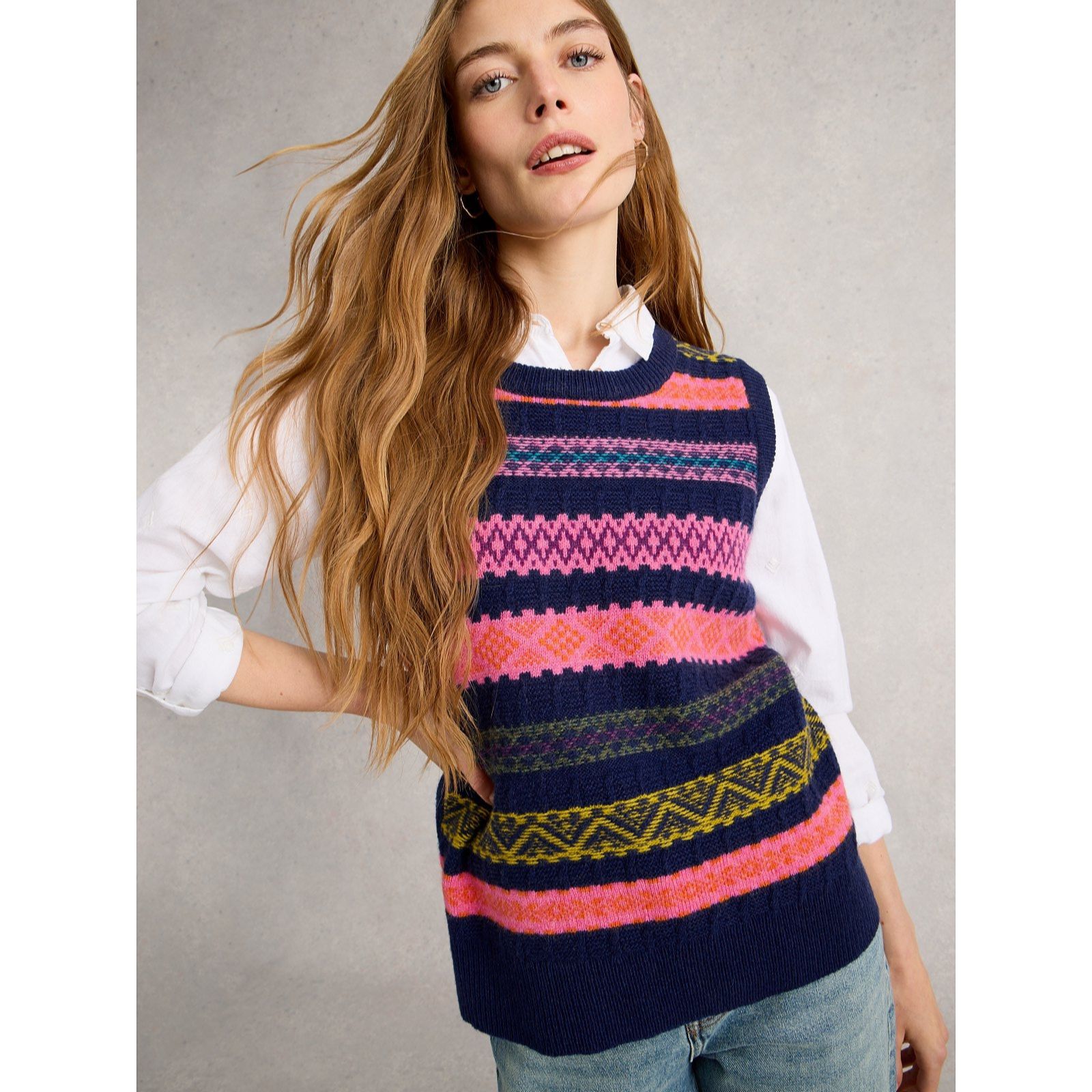White Stuff Lottie Fair Isle Knitted Jumper Vest