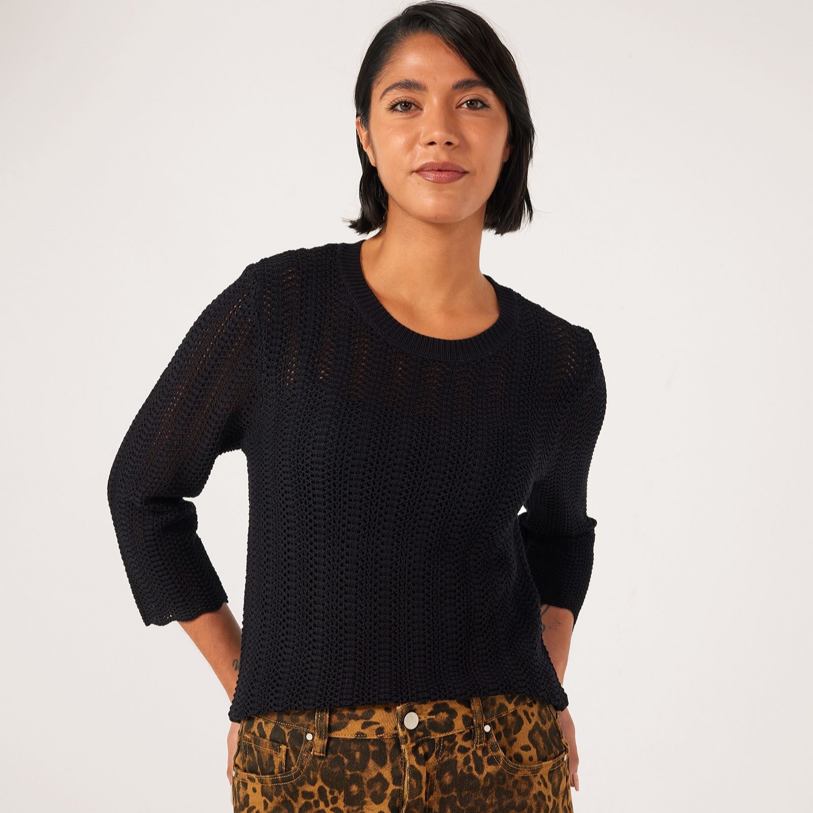 Izabel London Pointelle Scallop Edge Jumper