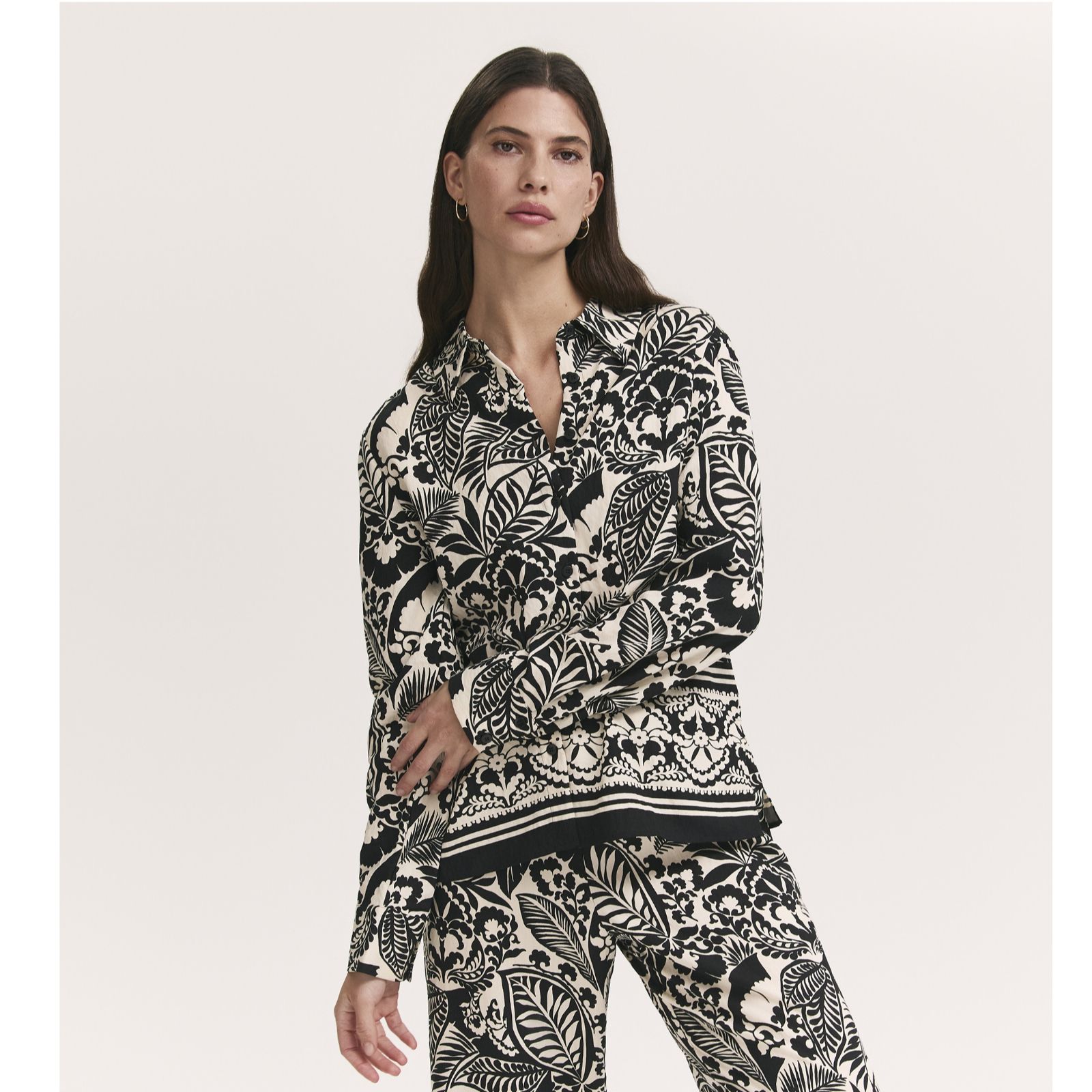 Finery London Roma Printed Button Up Shirt