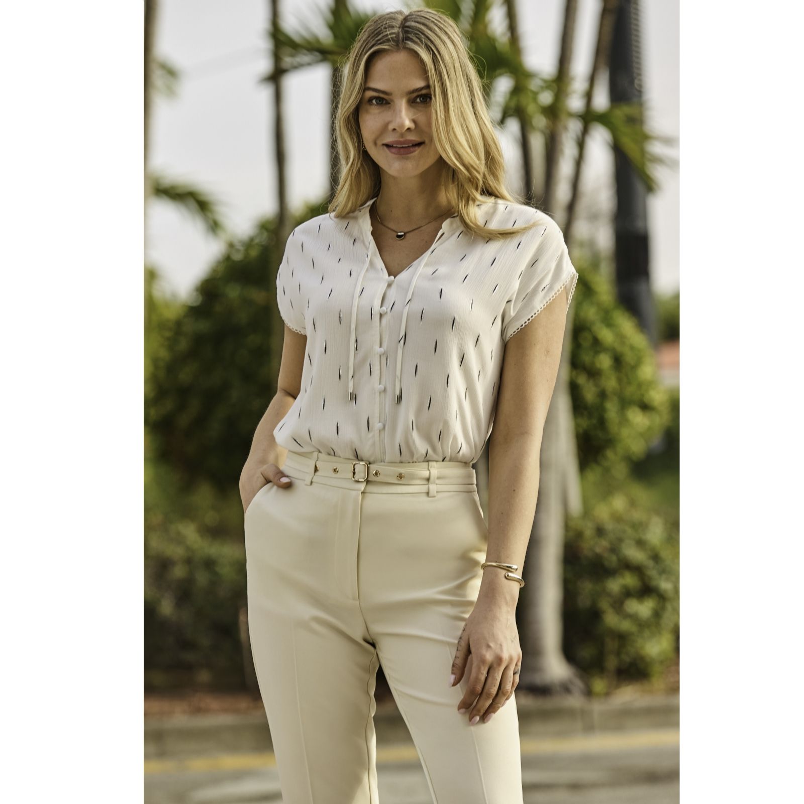 Sosandar Crinkle Button Detail Blouse