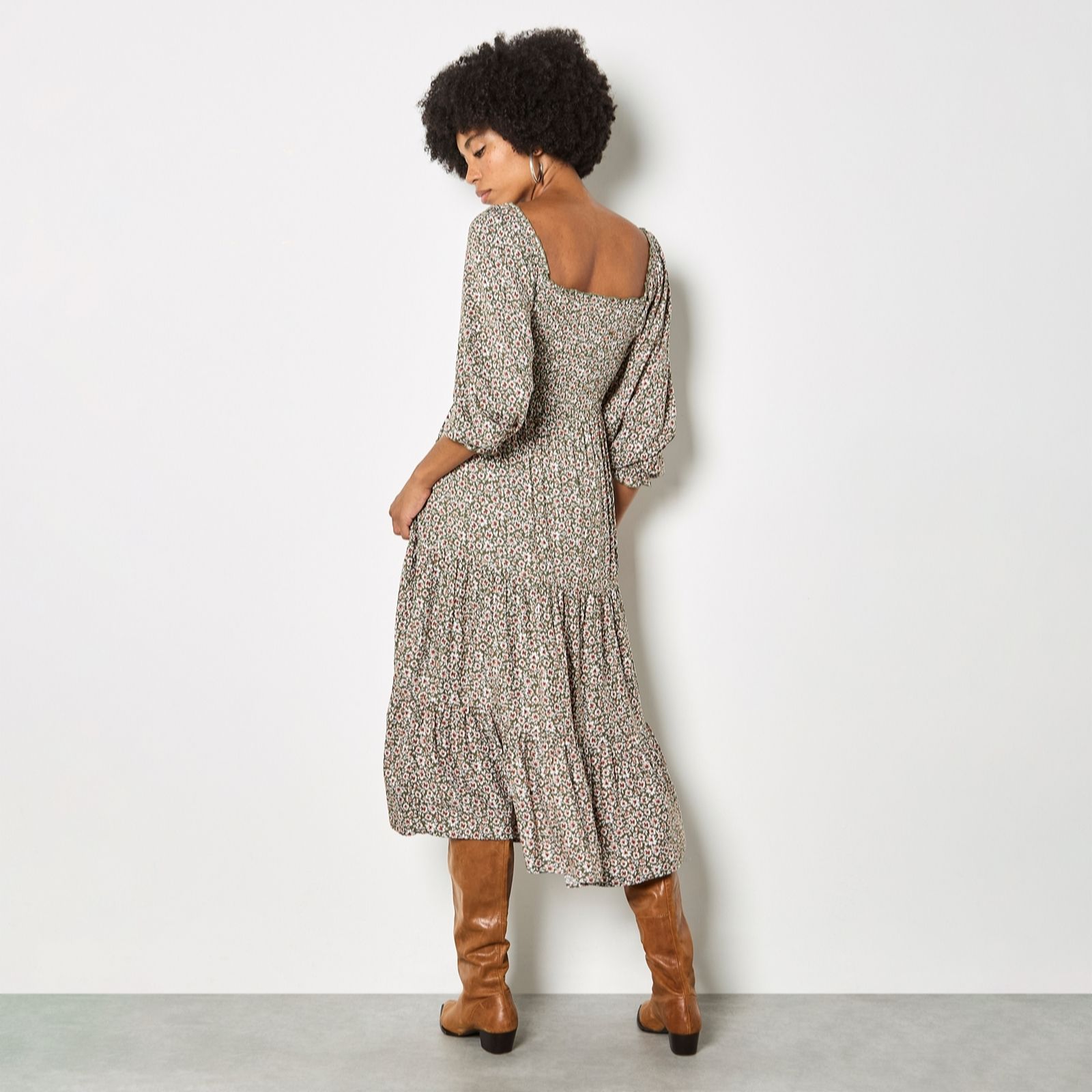 Apricot Tiered Ditsy Midaxi Dress