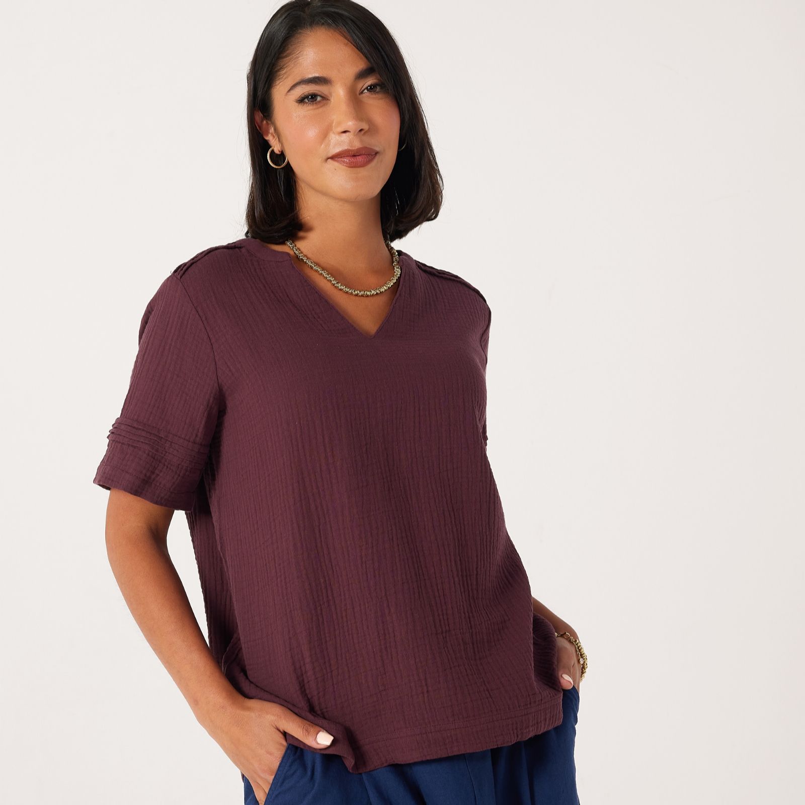Ben De Lisi Textured V Neck Blouse