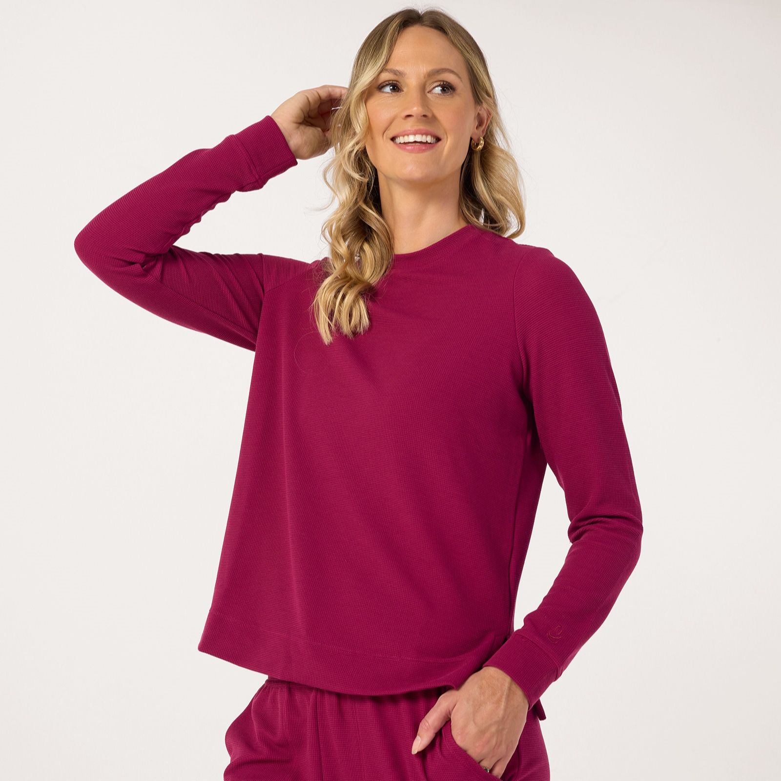Cuddl Duds Mini Waffle Pullover Top
