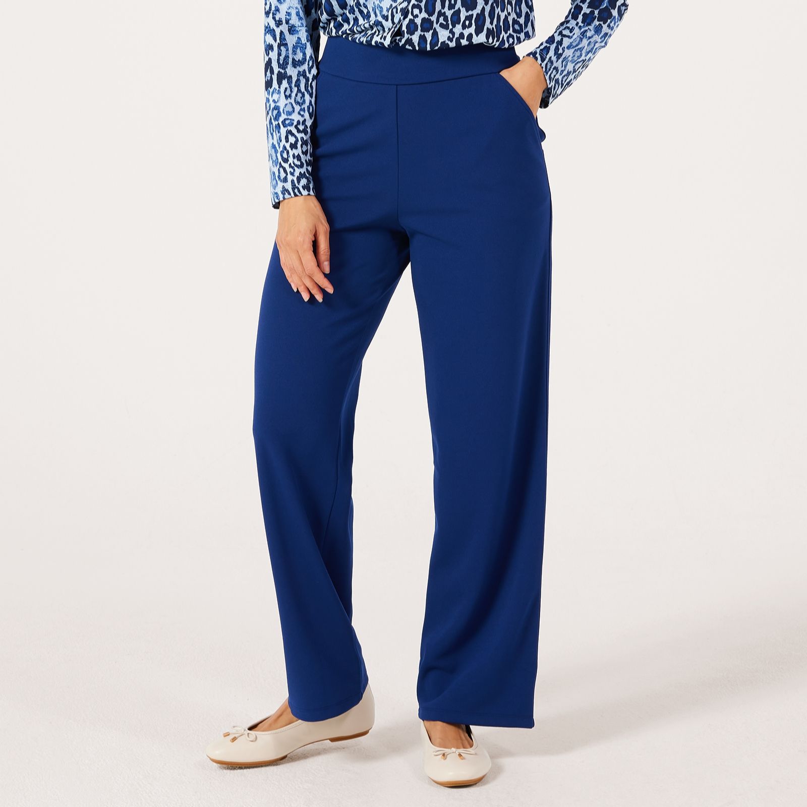 Kim & Co Ponte Crepe Wide Leg Trousers - Petite
