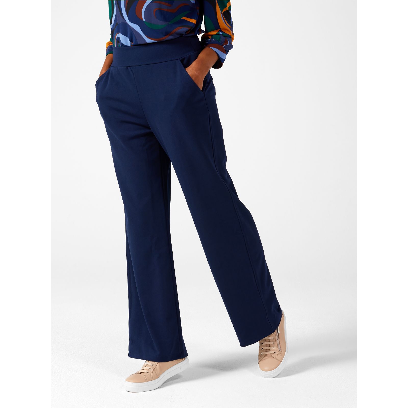 Kim & Co Ponte Crepe Wide Leg Trousers - Petite