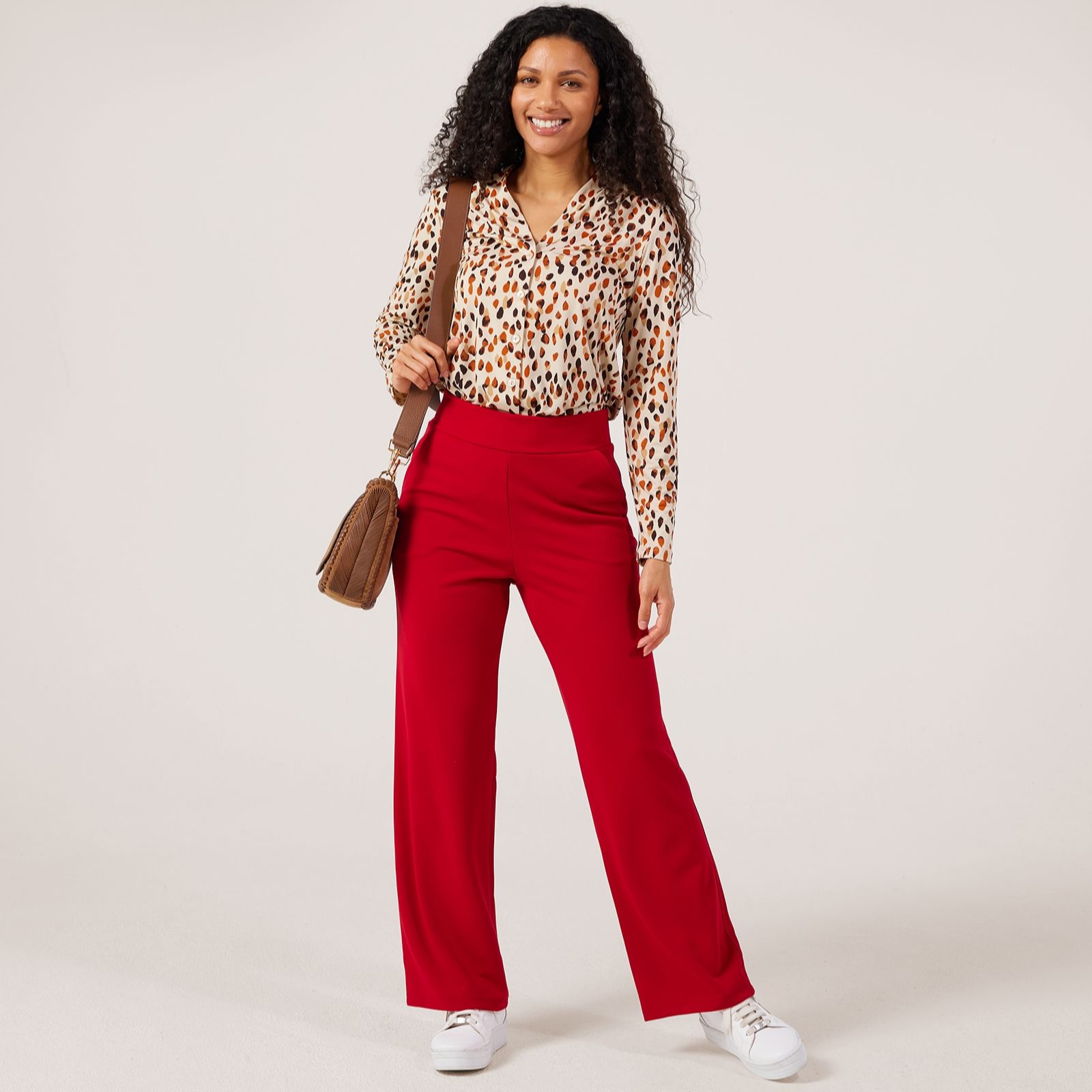 Kim & Co Ponte Crepe Wide Leg Trousers - Petite