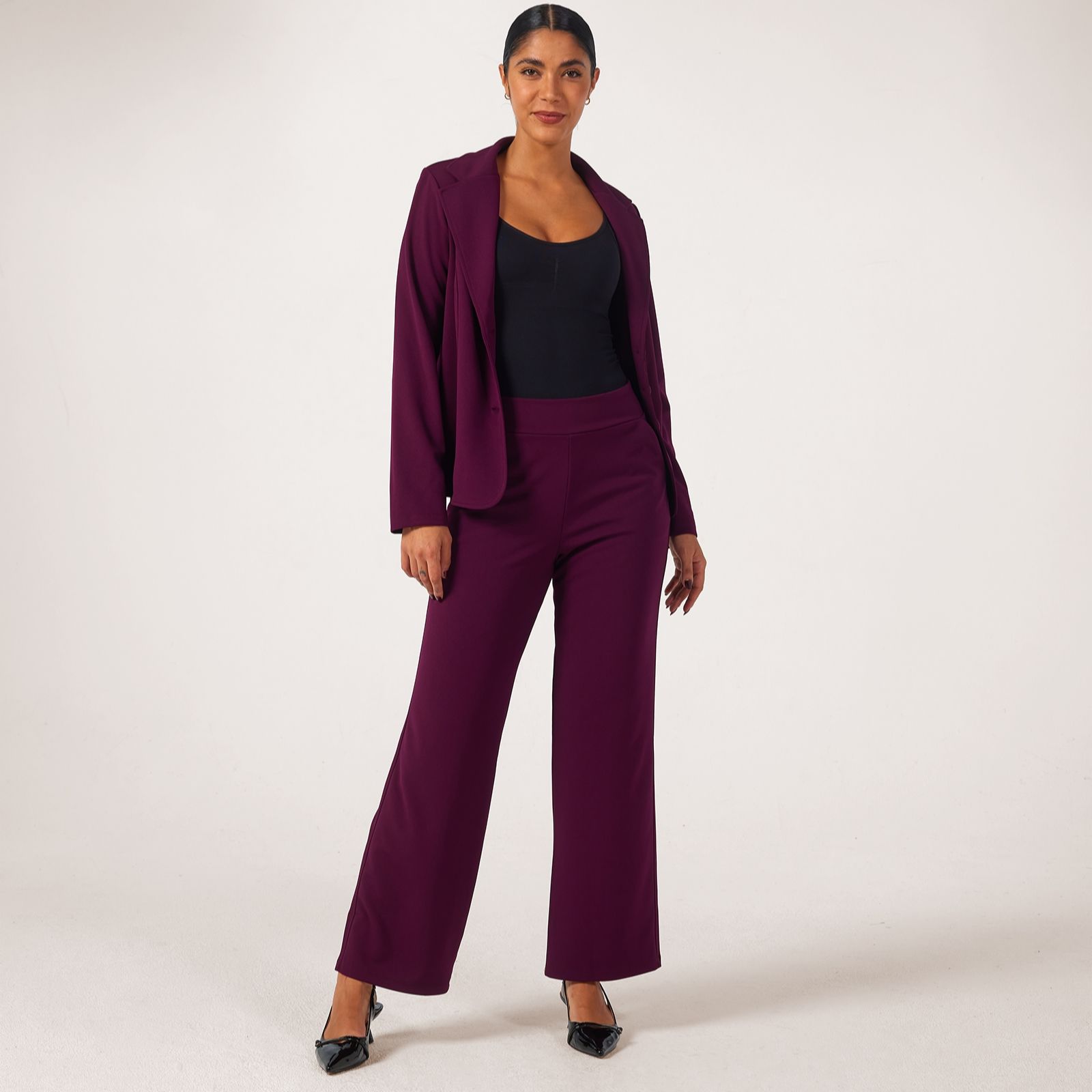 Kim & Co Ponte Crepe Wide Leg Trousers - Petite