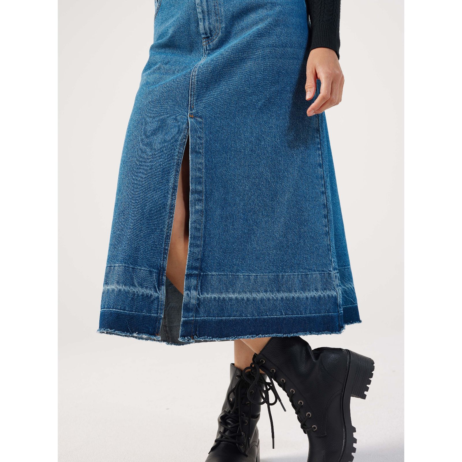 Long blue 2025 jean skirts qvc