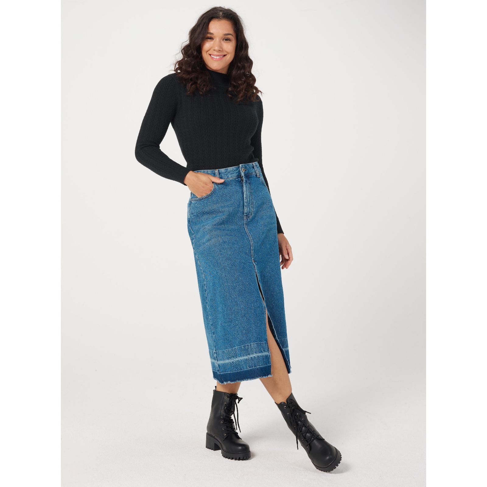 Blue denim sale skirt qvc