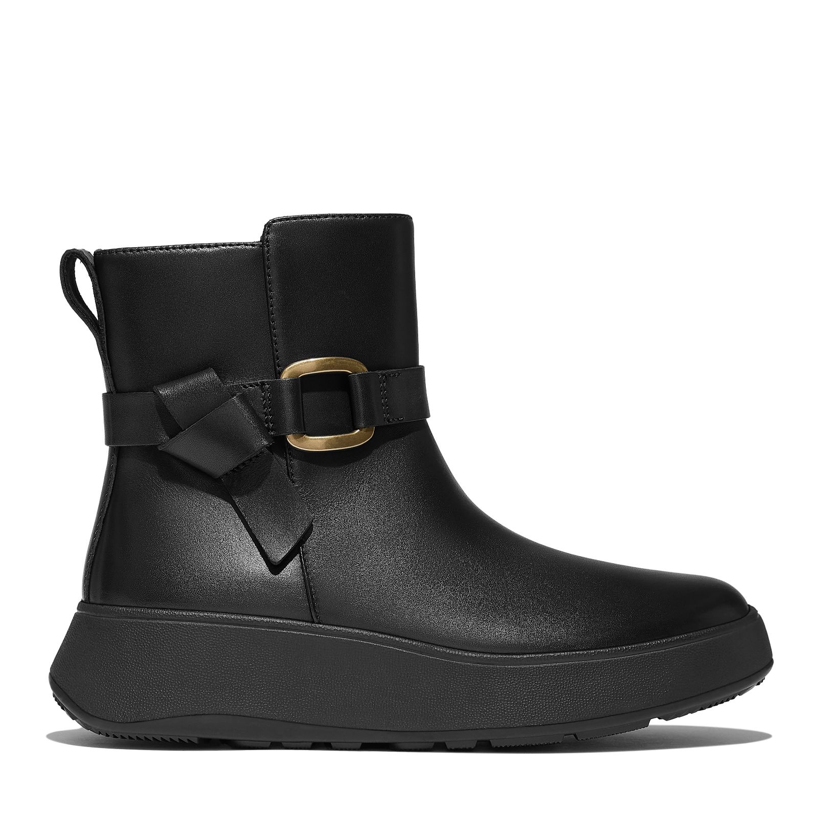 Fitflop F-Mode Square-Ring Leather Flatform Ankle Boot