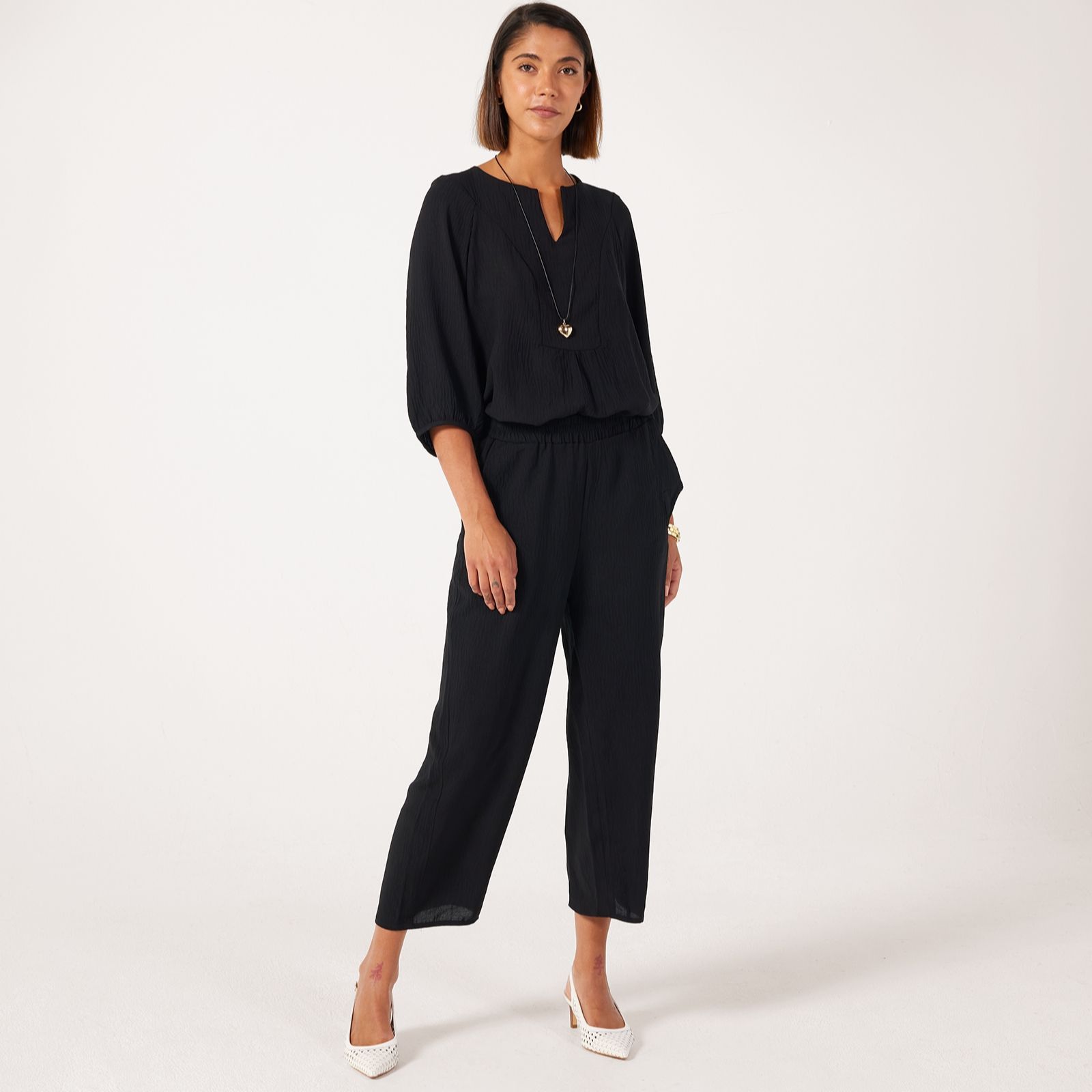 Kim & Co Crinkle Poplin Ankle Length Relaxed Standard Trousers