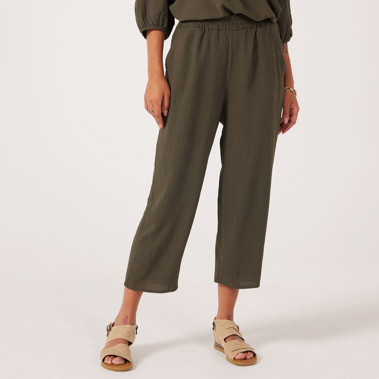 Kim & Co Crinkle Poplin Ankle Length Relaxed Standard Trousers