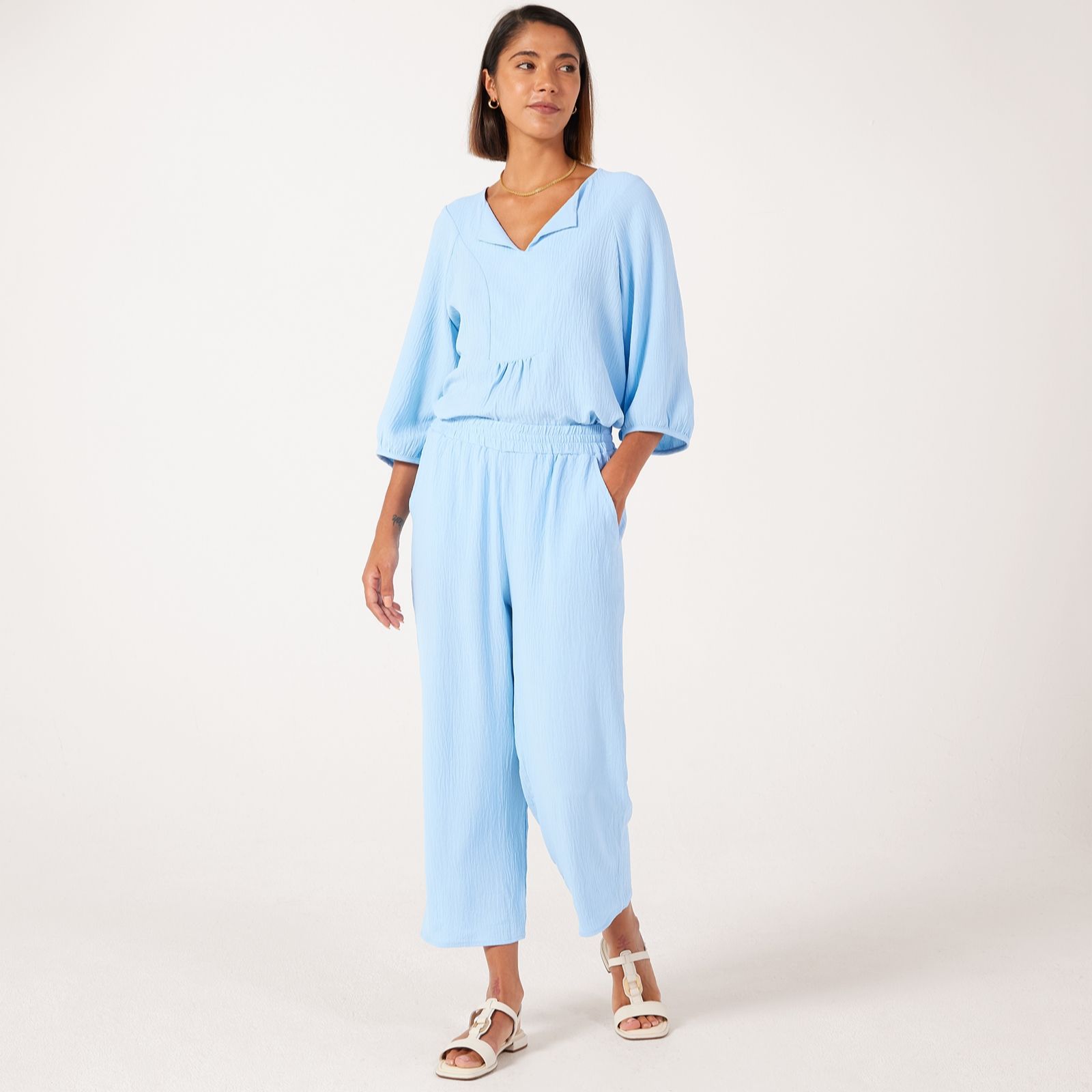 Kim & Co Crinkle Poplin Ankle Length Relaxed Standard Trousers