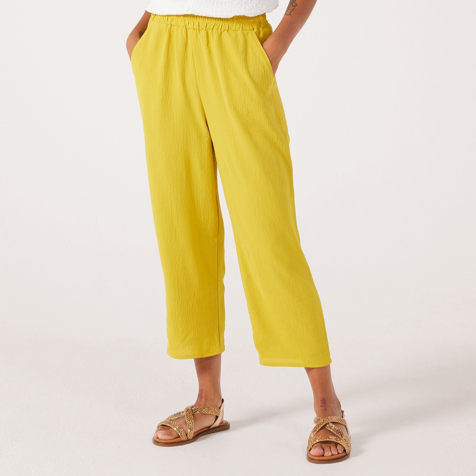 Kim & Co Crinkle Poplin Ankle Length Relaxed Standard Trousers