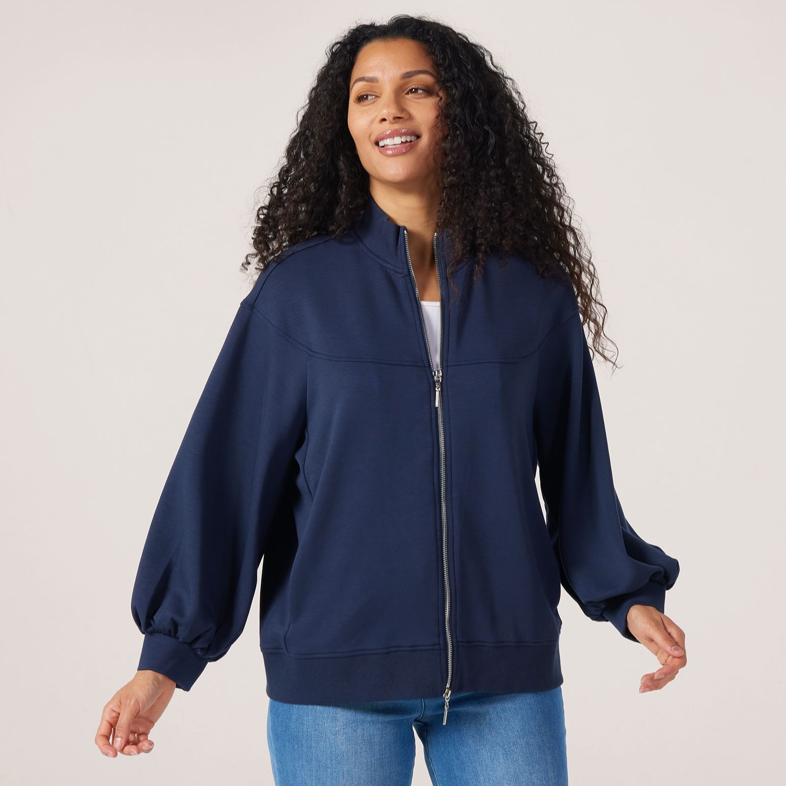 MarlaWynne Layers Cloud Knit 3/4 Balloon Sleeve Jacket