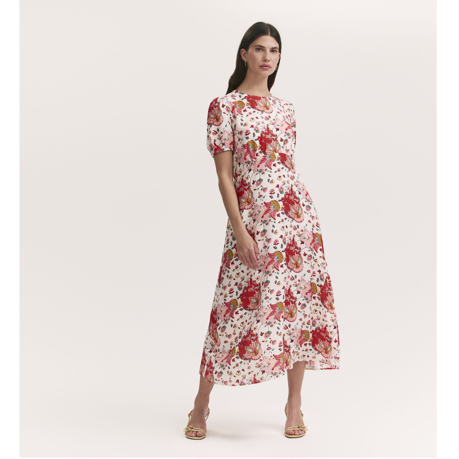Finery London Lili Printed Short Sleeve Midi Dress