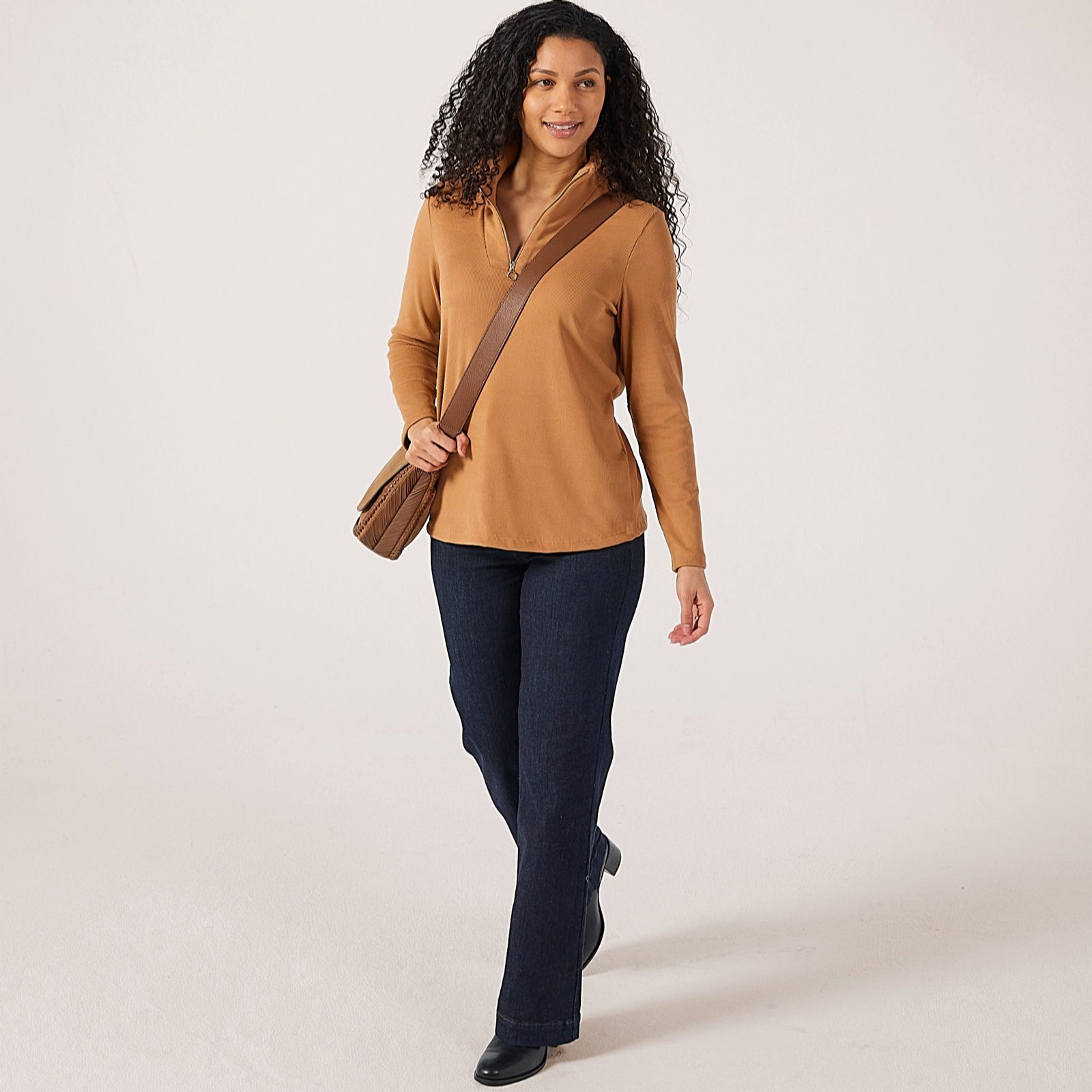 Kim & Co Soft Touch Zip Detail Top