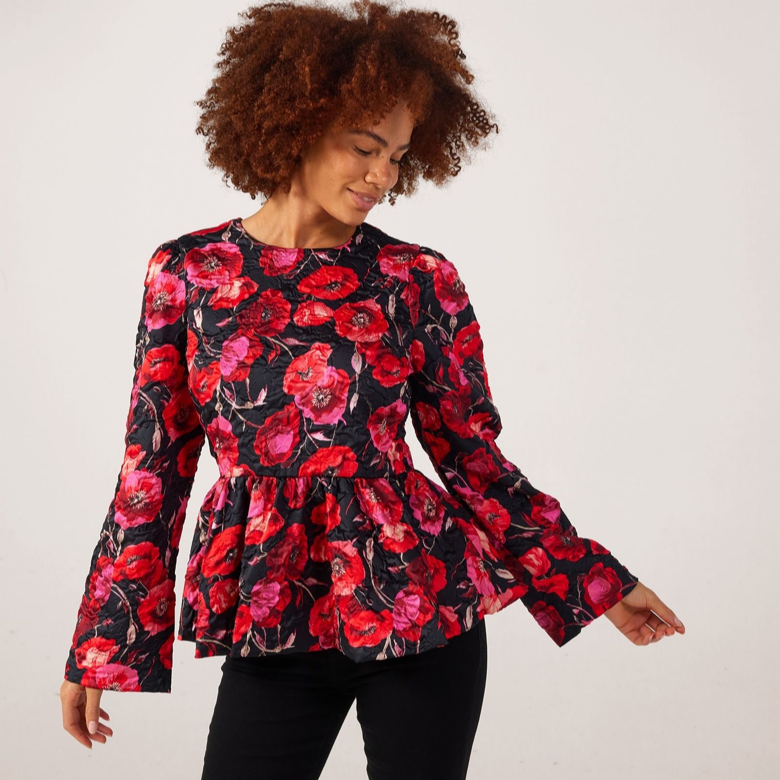 YAS Poppina Peplum Printed Top