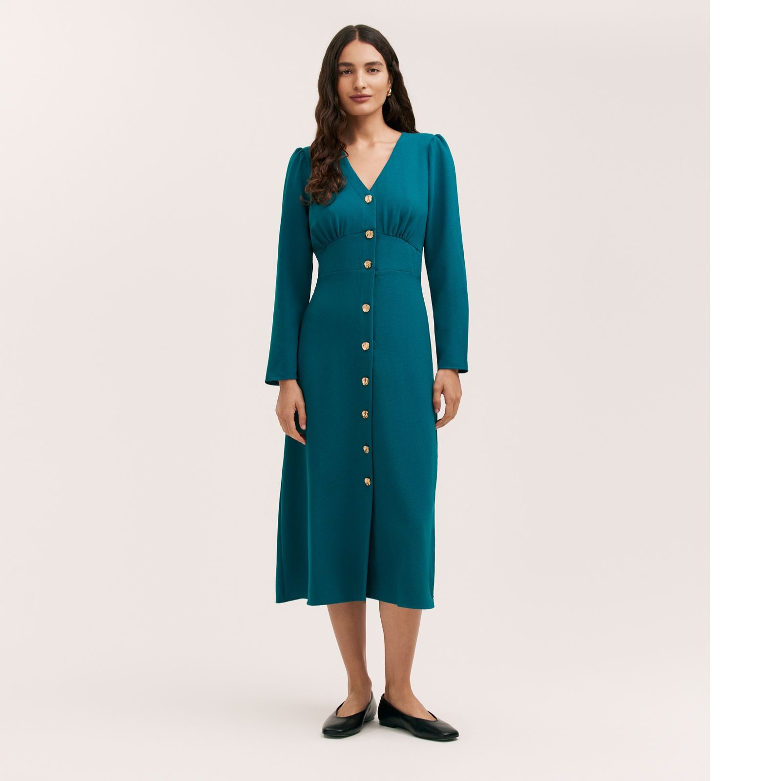 Finery London Caprice Rich Crepe Long Sleeve Midi Dress