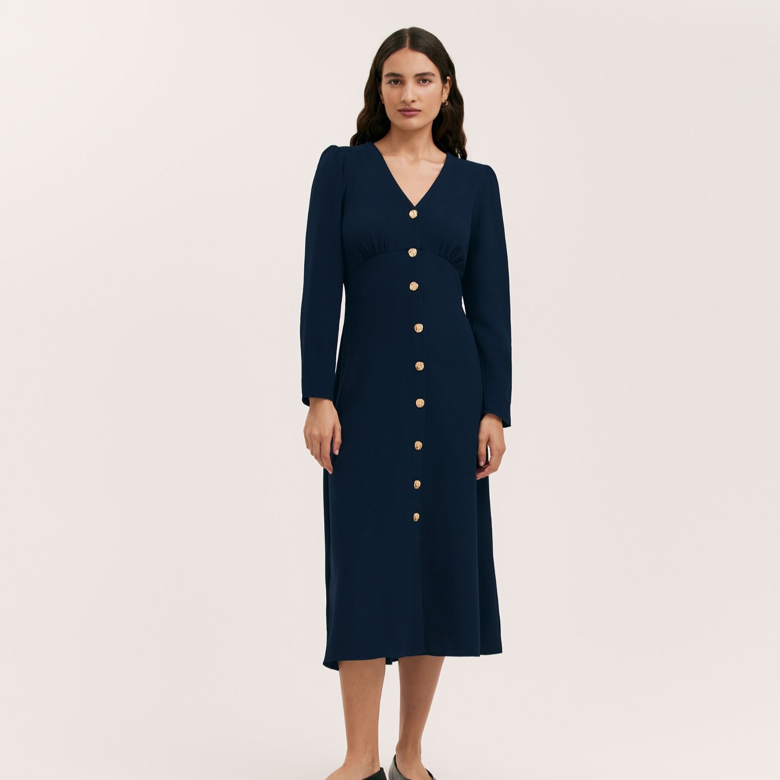Finery London Caprice Rich Crepe Long Sleeve Midi Dress