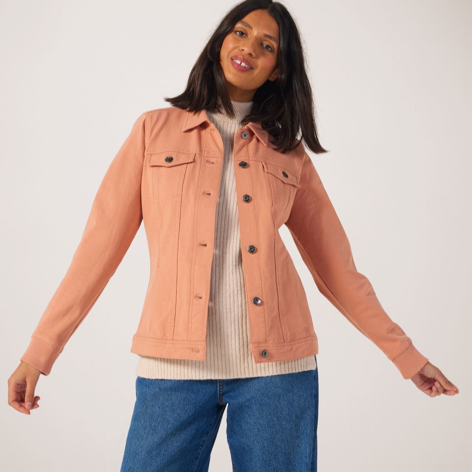 Outlet Denim & Co. Comfy Denim Style Jacket with Collar