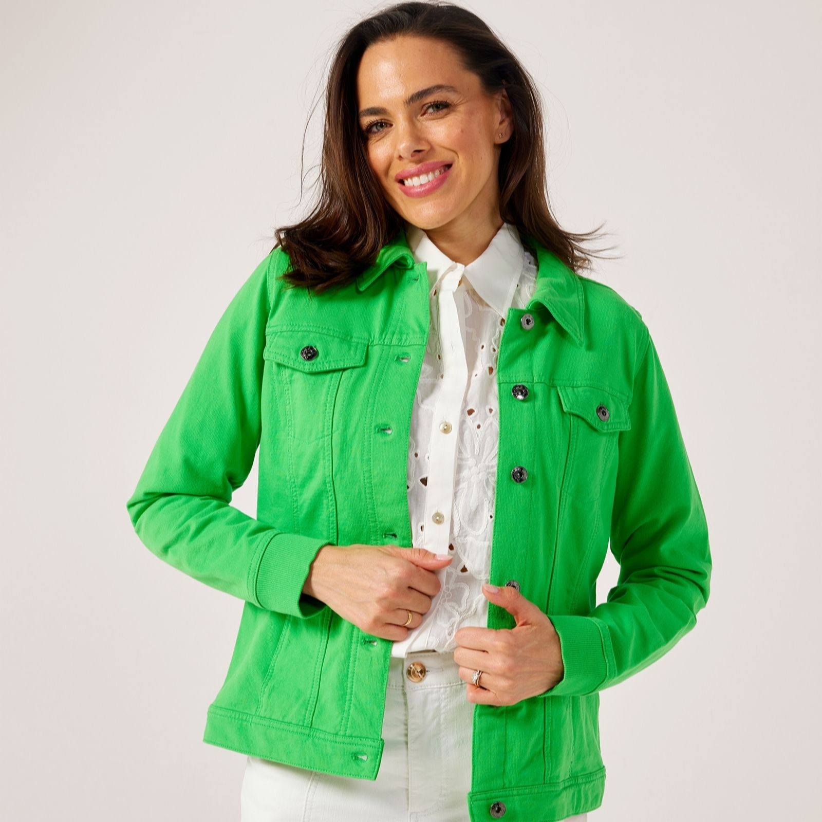Outlet Denim & Co. Comfy Denim Style Jacket with Collar