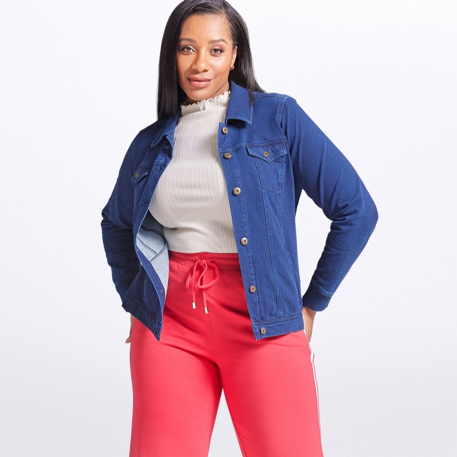 Outlet Denim & Co. Comfy Denim Style Jacket with Collar