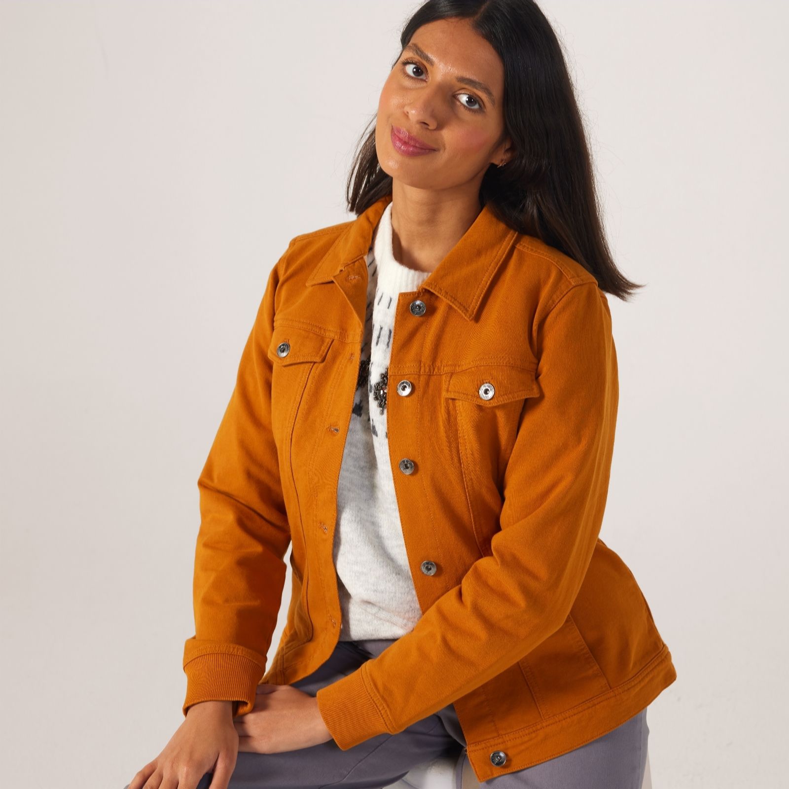 Outlet Denim & Co. Comfy Denim Style Jacket with Collar