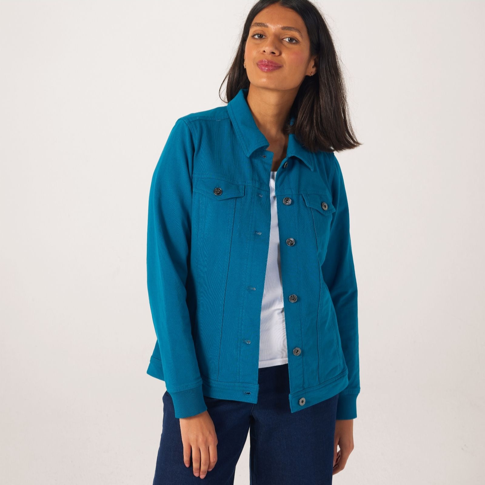 Outlet Denim & Co. Comfy Denim Style Jacket with Collar