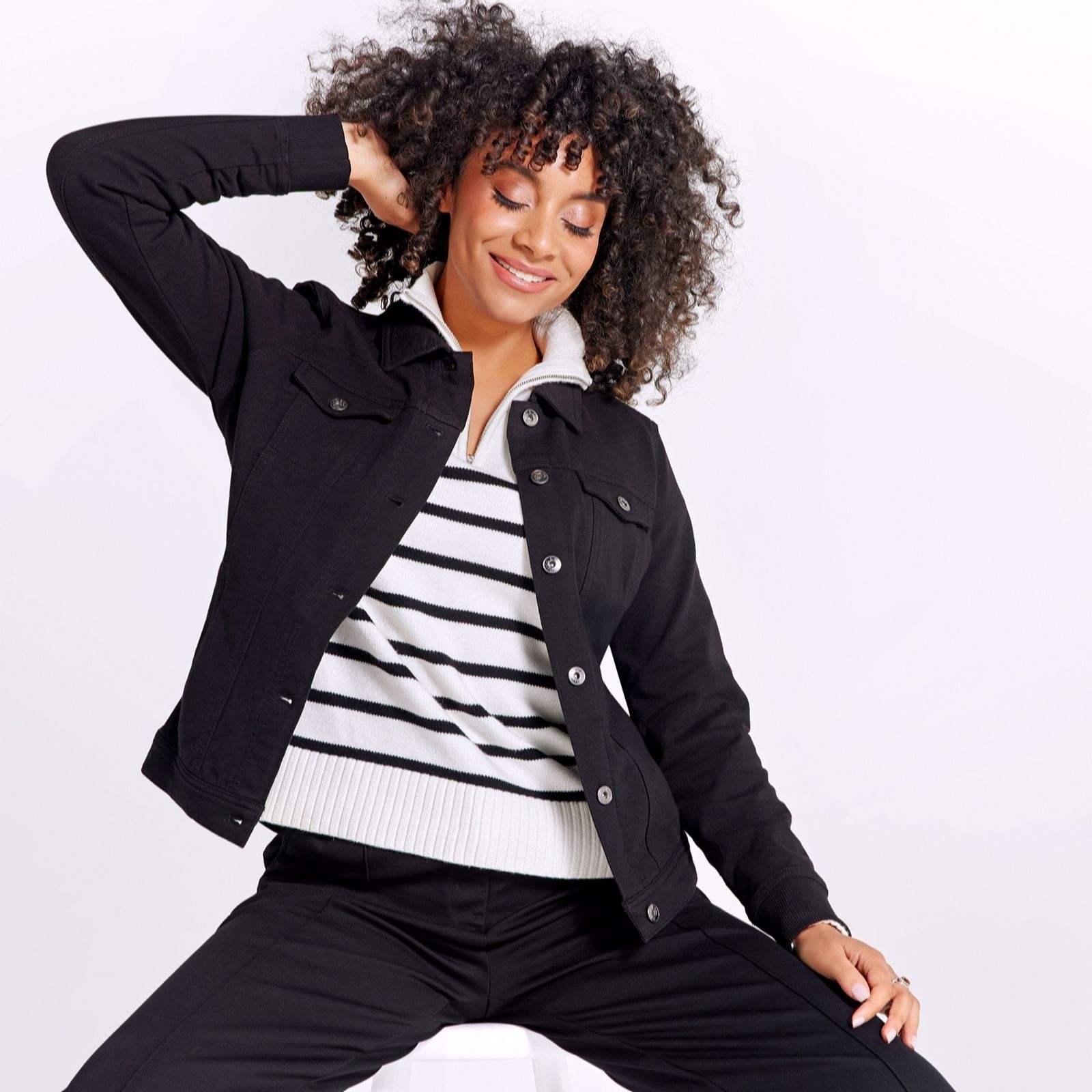 Outlet Denim & Co. Comfy Denim Style Jacket with Collar