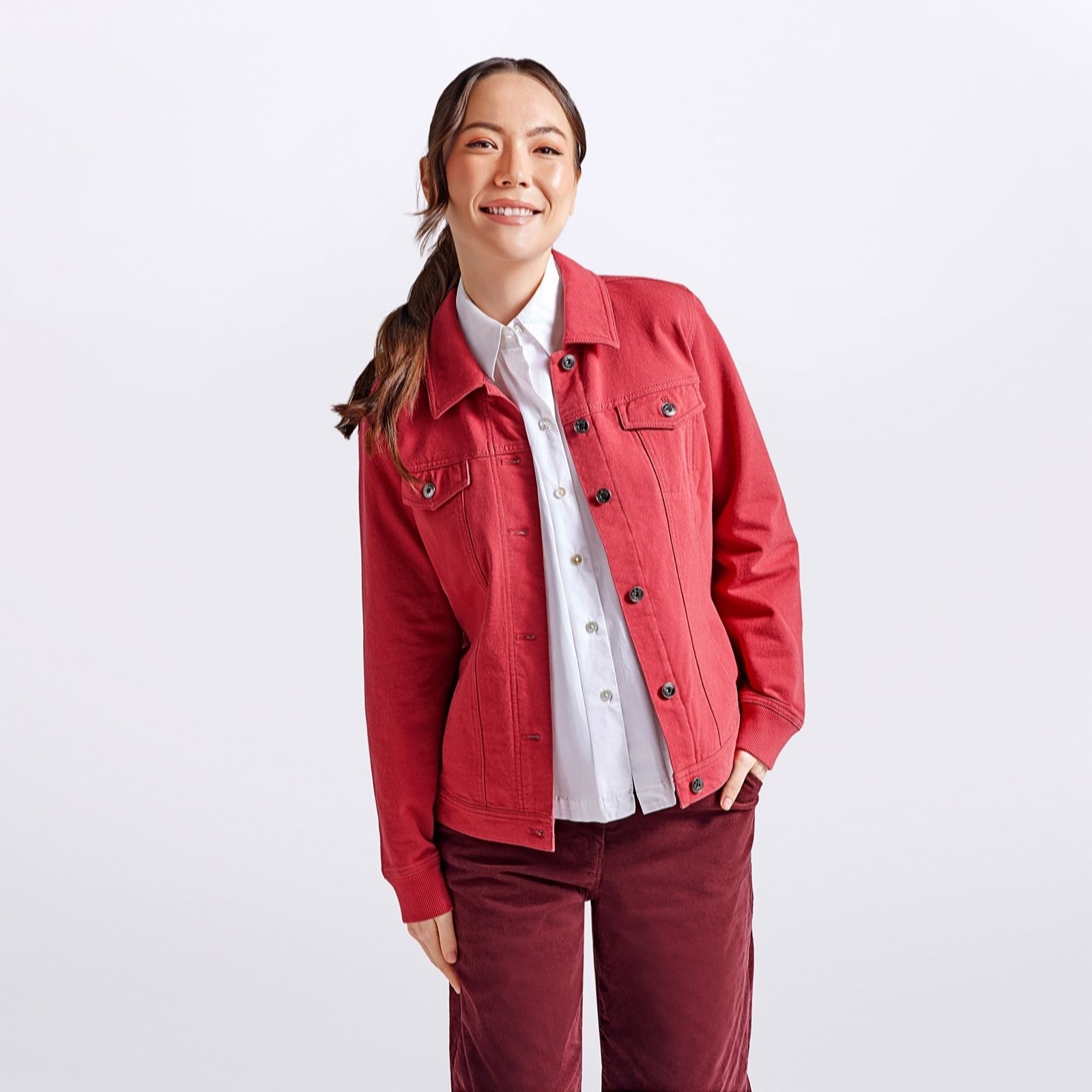 Outlet Denim & Co. Comfy Denim Style Jacket with Collar