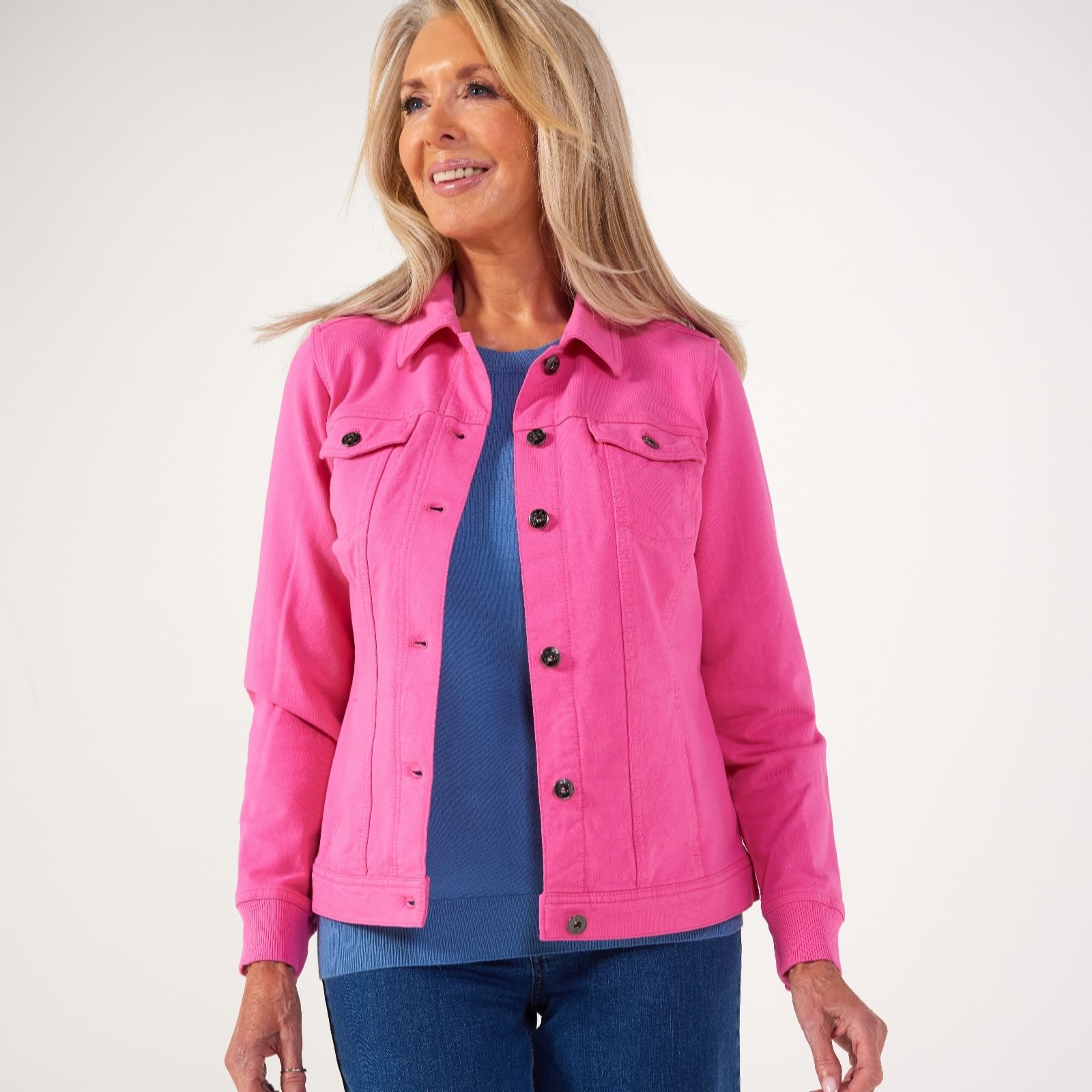 Outlet Denim & Co. Comfy Denim Style Jacket with Collar