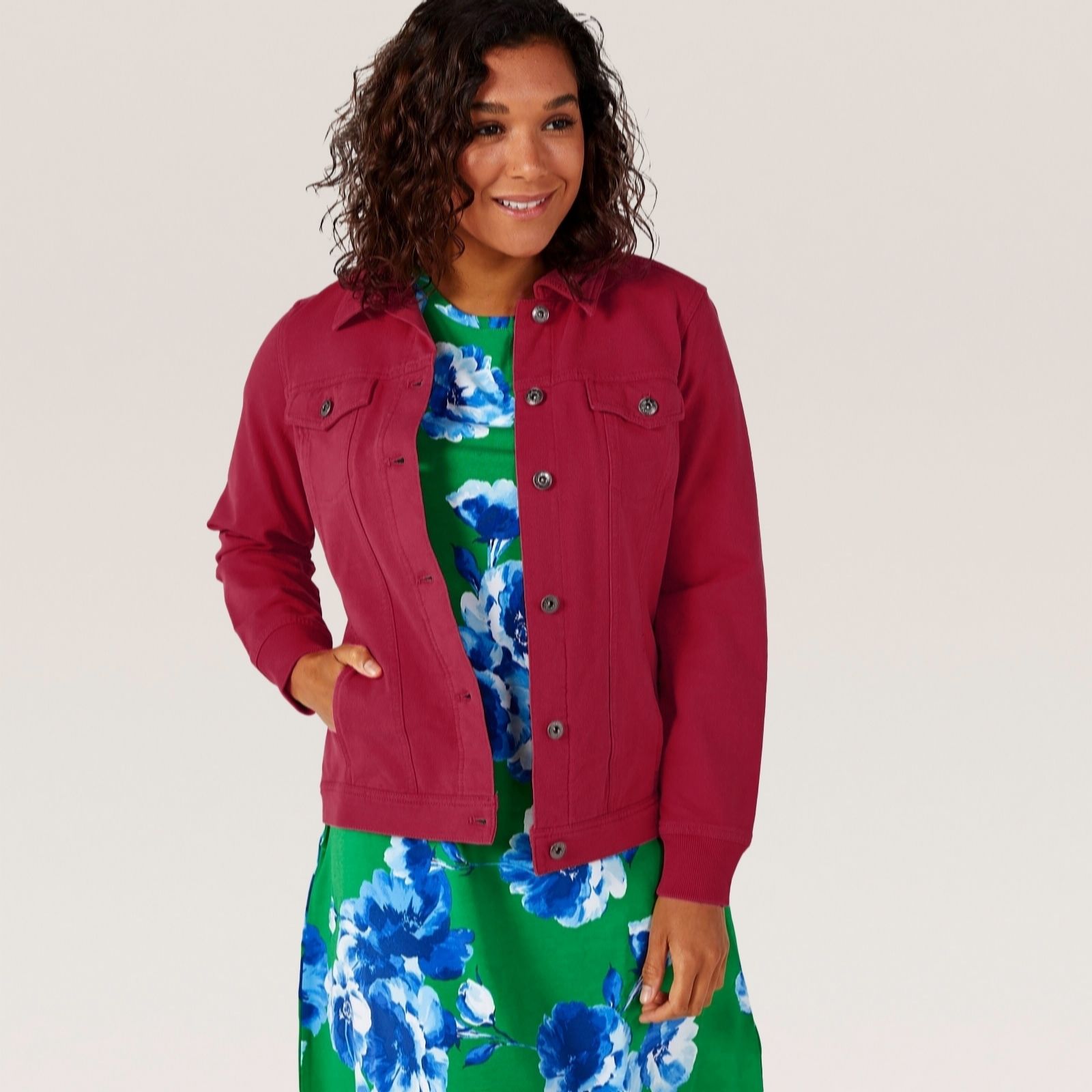 Outlet Denim & Co. Comfy Denim Style Jacket with Collar