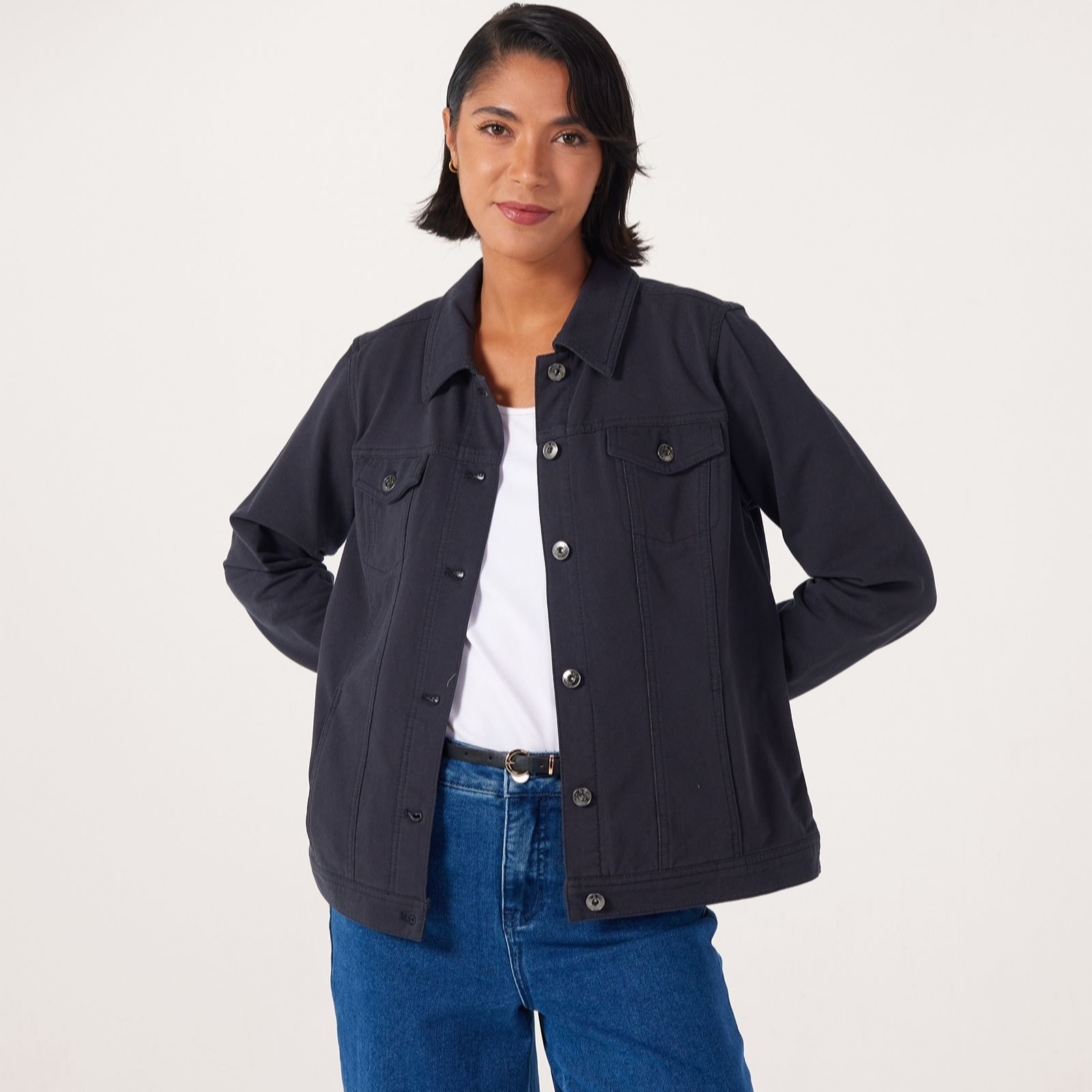 Outlet Denim & Co. Comfy Denim Style Jacket with Collar