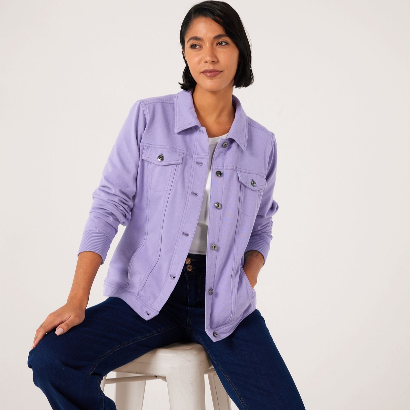 Outlet Denim & Co. Comfy Denim Style Jacket with Collar