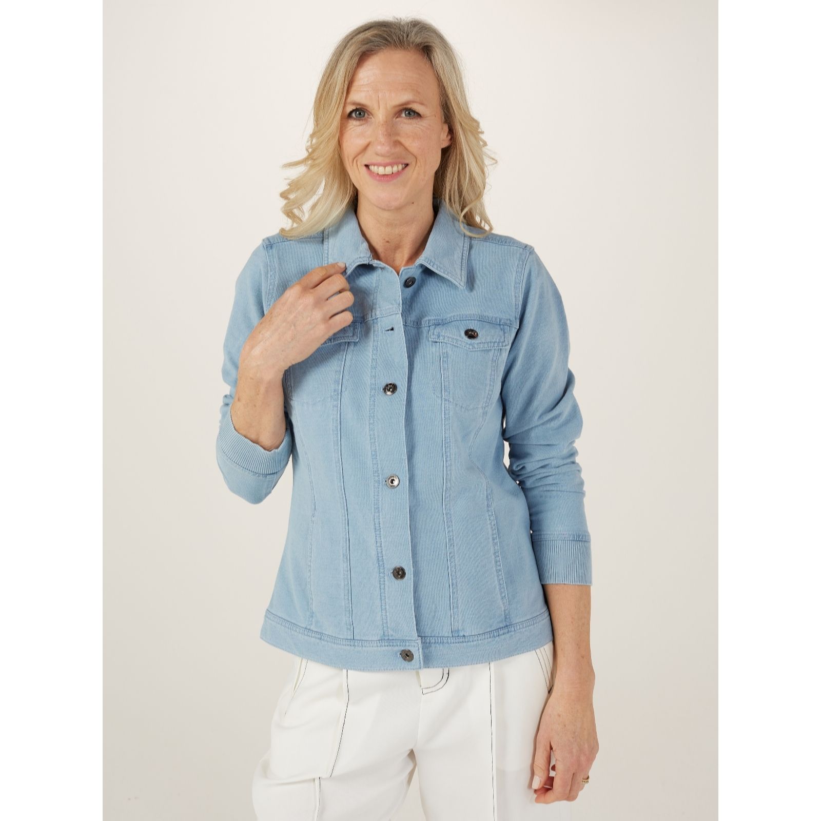 Outlet Denim & Co. Comfy Denim Style Jacket with Collar