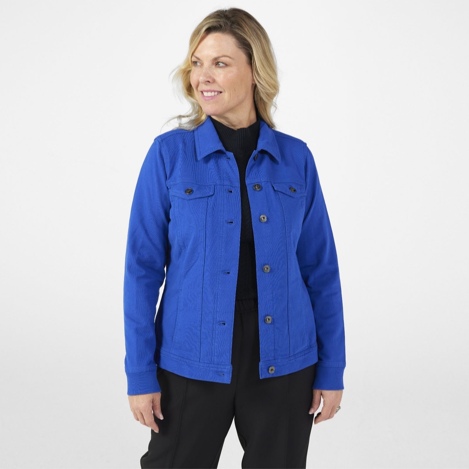 Outlet Denim & Co. Comfy Denim Style Jacket with Collar