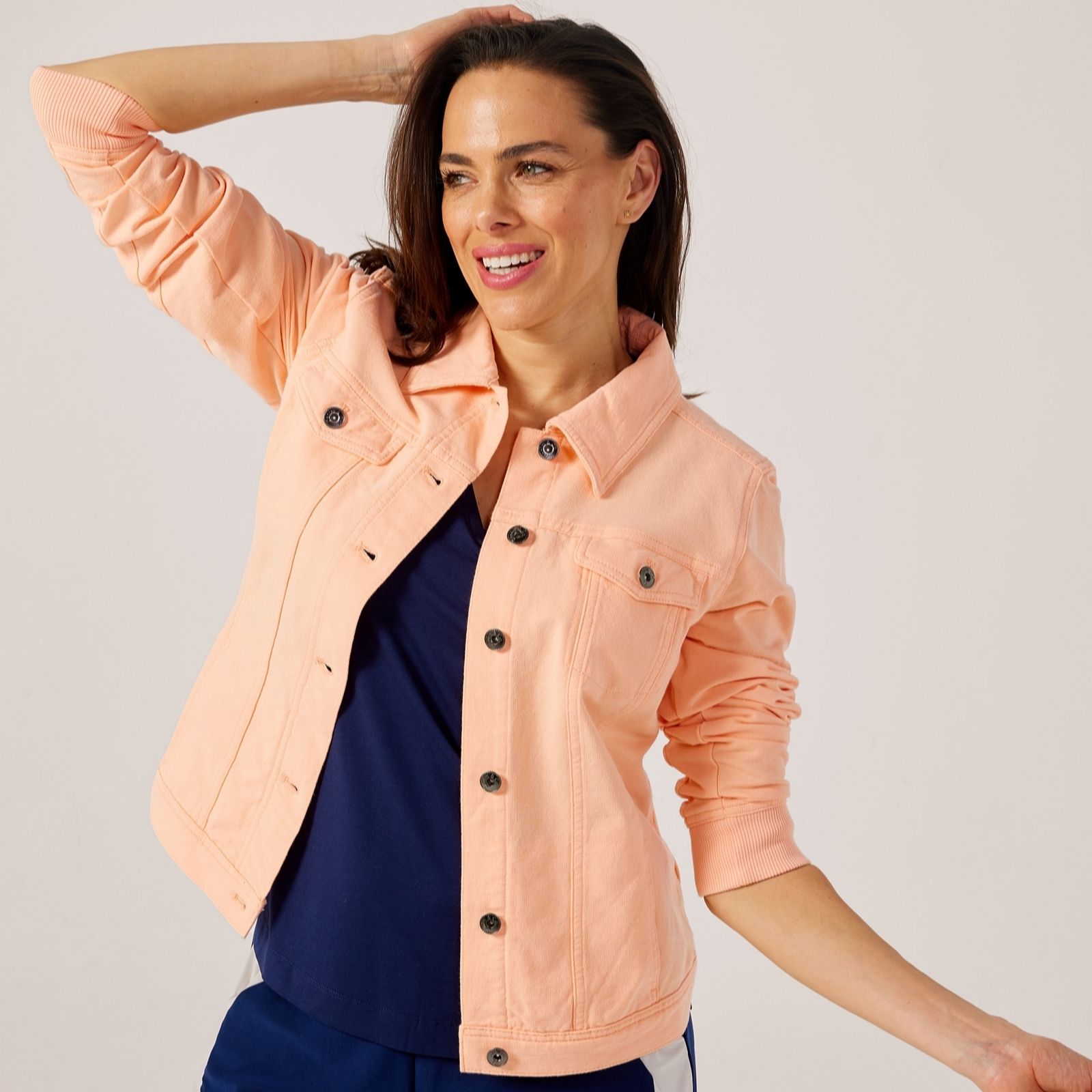 Outlet Denim & Co. Comfy Denim Style Jacket with Collar