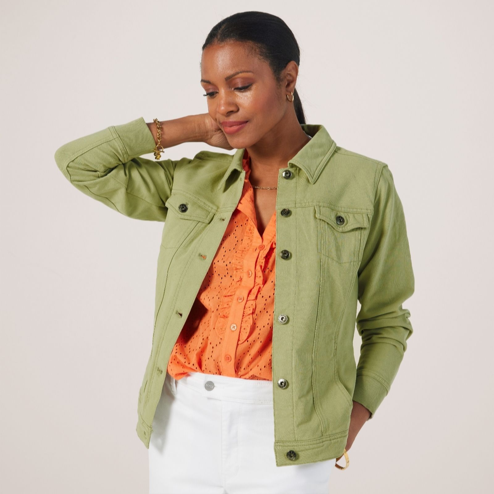 Outlet Denim & Co. Comfy Denim Style Jacket with Collar