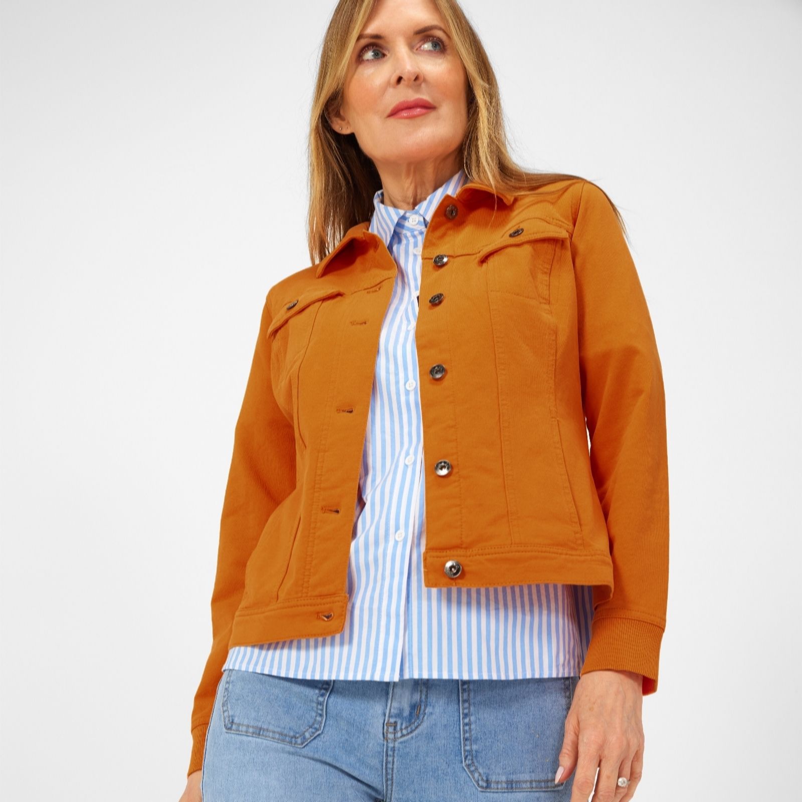 Outlet Denim & Co. Comfy Denim Style Jacket with Collar