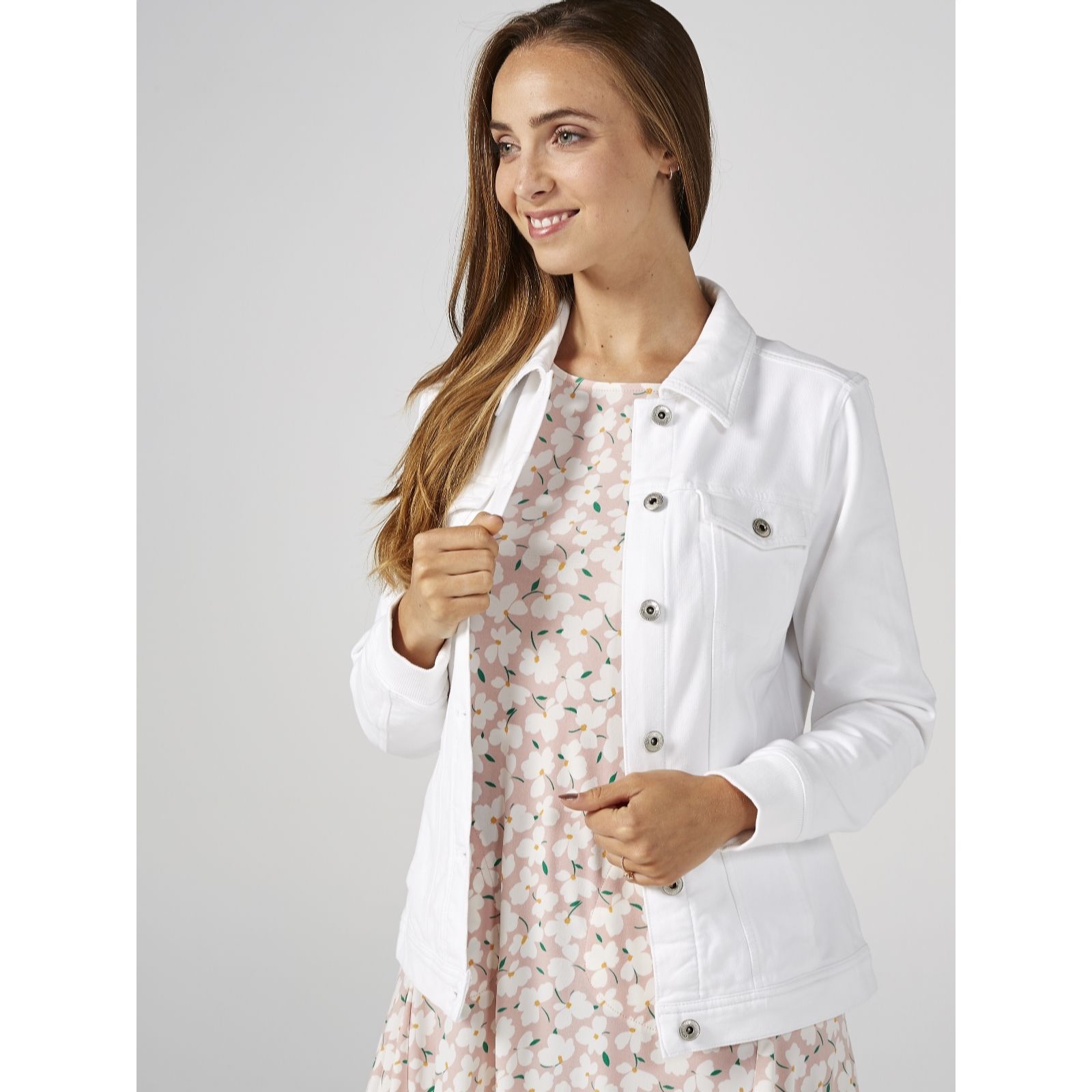 Outlet Denim & Co. Comfy Denim Style Jacket with Collar