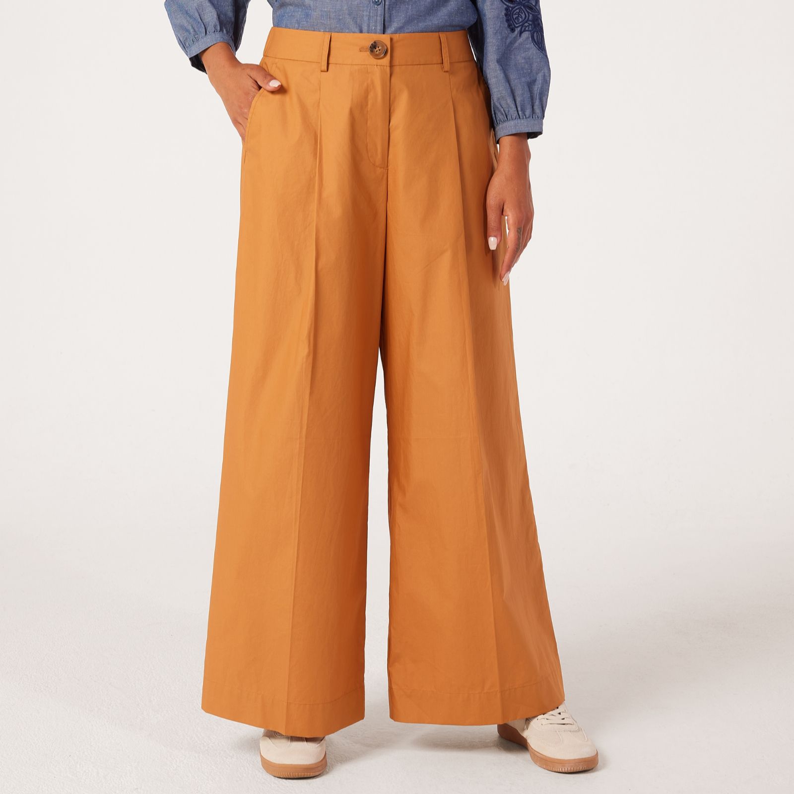 Ben de Lisi Extra Wide Coated Cotton Trouser Petite