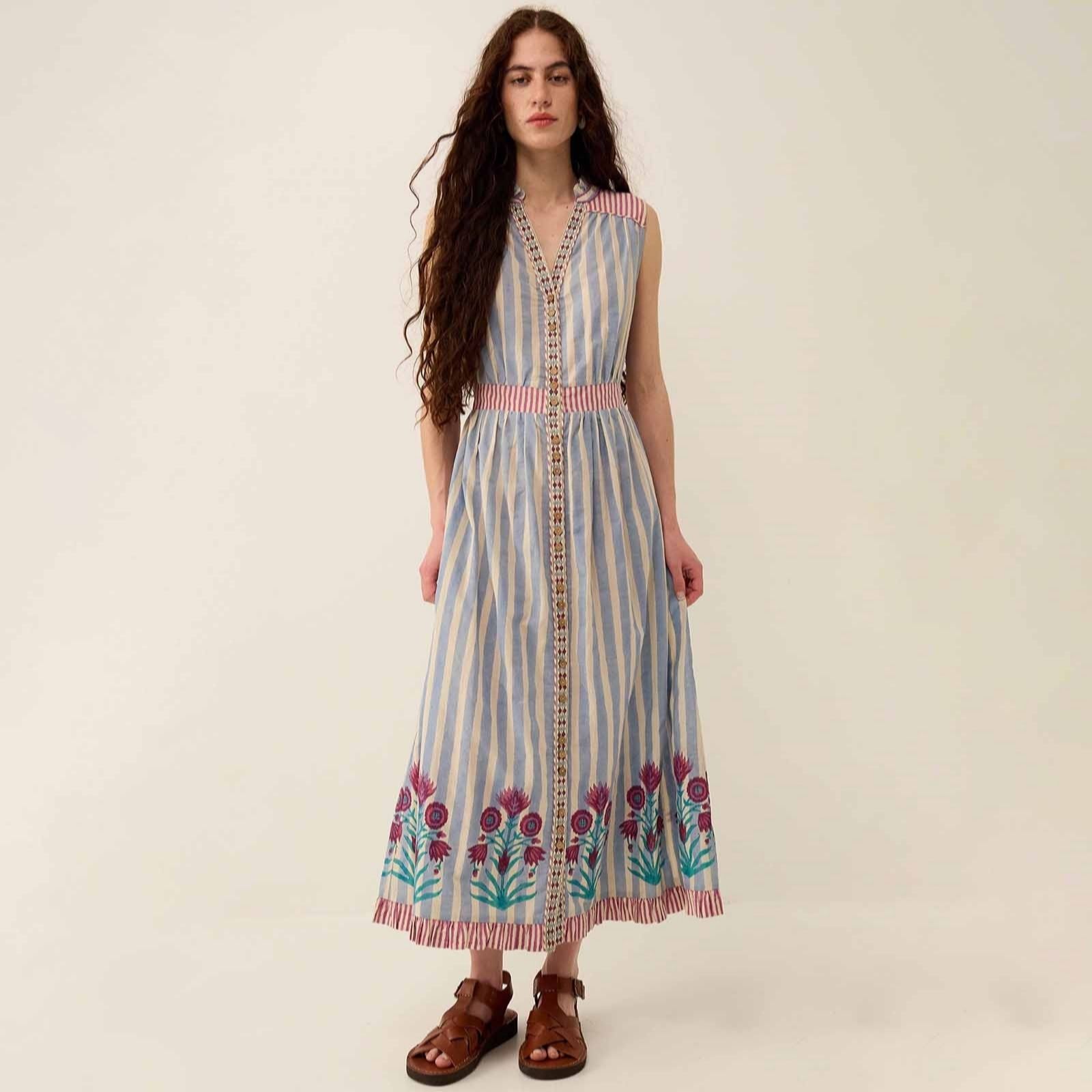 East Rylea Placement Print Cotton Midi Dress