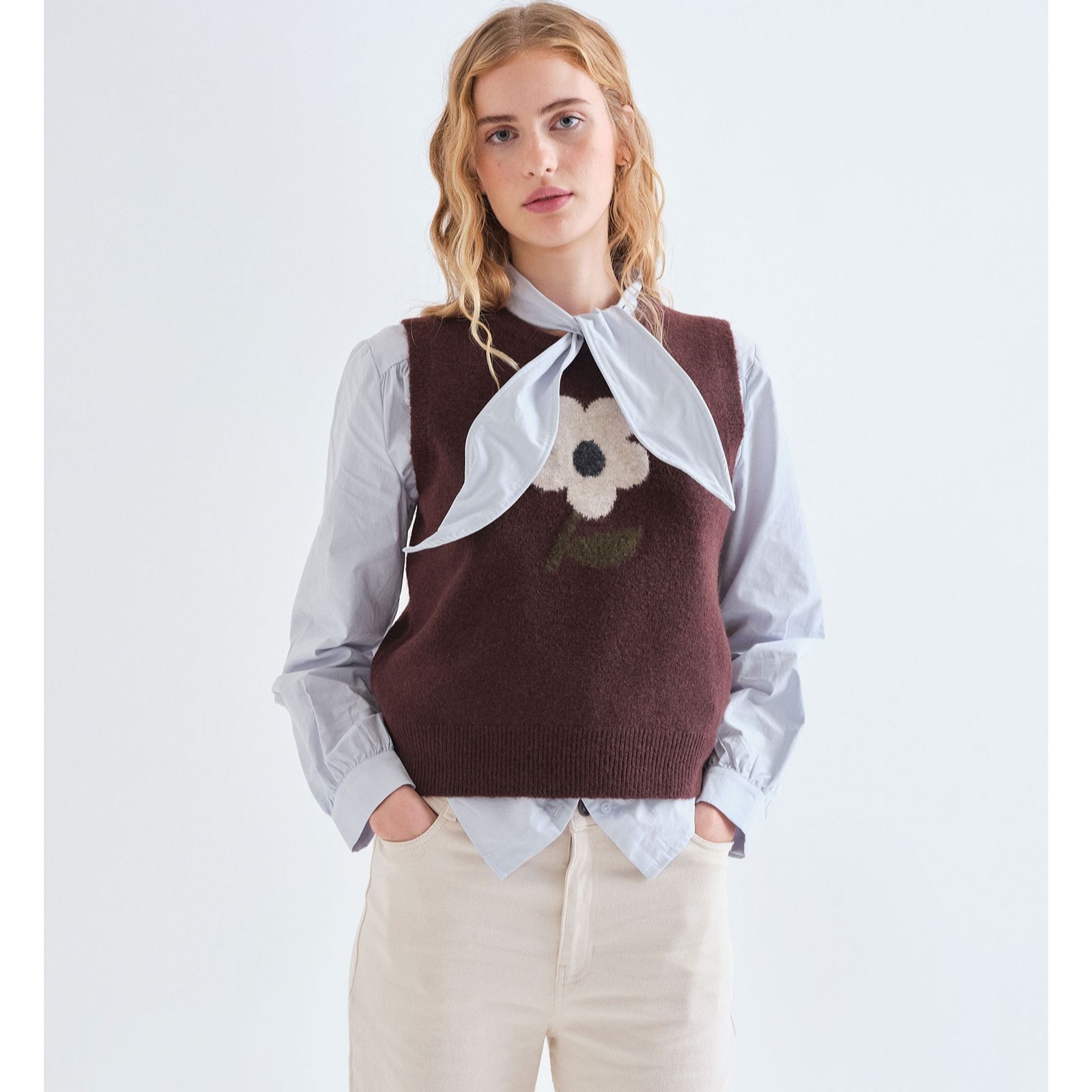 Compania Fantastica Big Flower Knit Vest