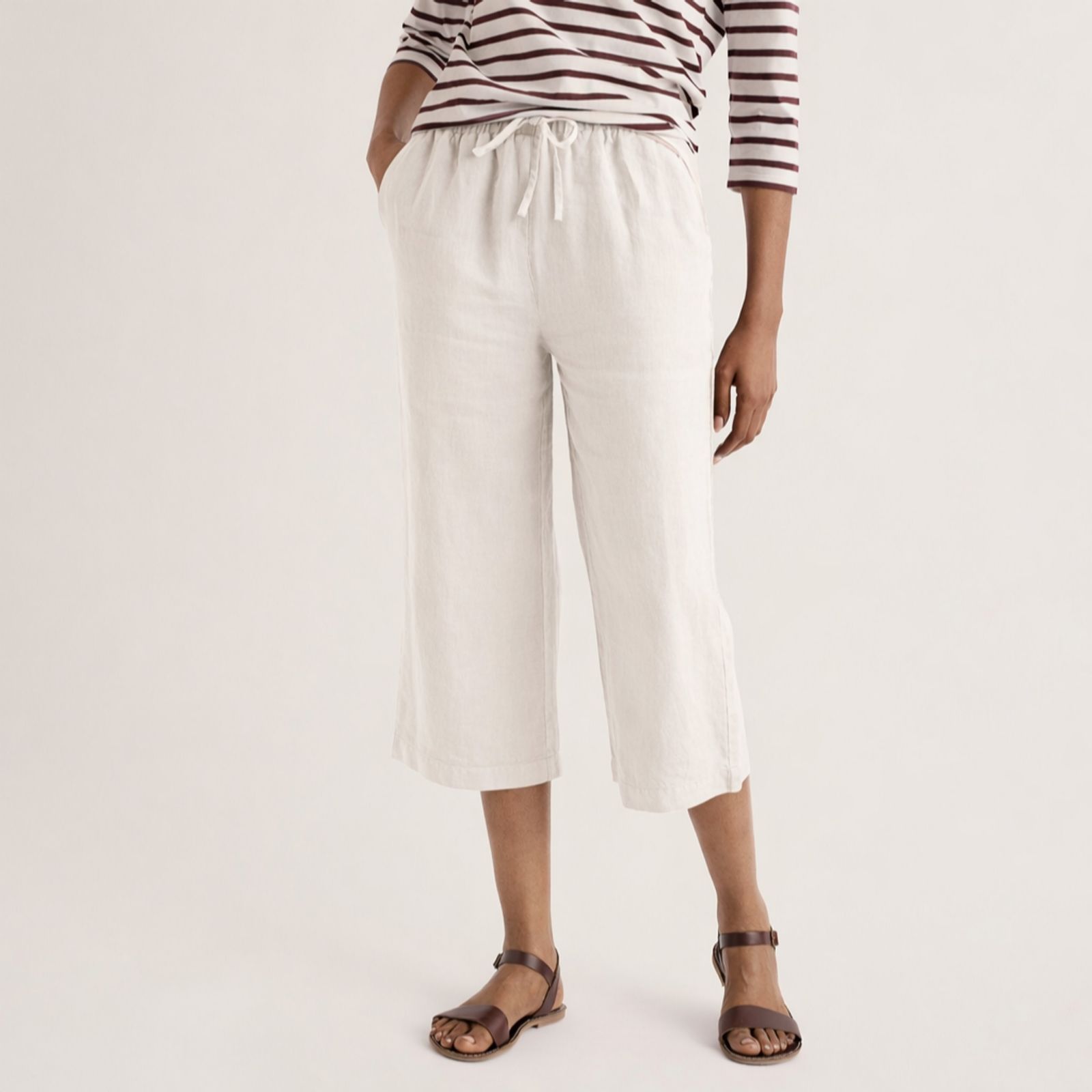 Seasalt Cornwall Linen Tide Flow Cropped Trousers Petite
