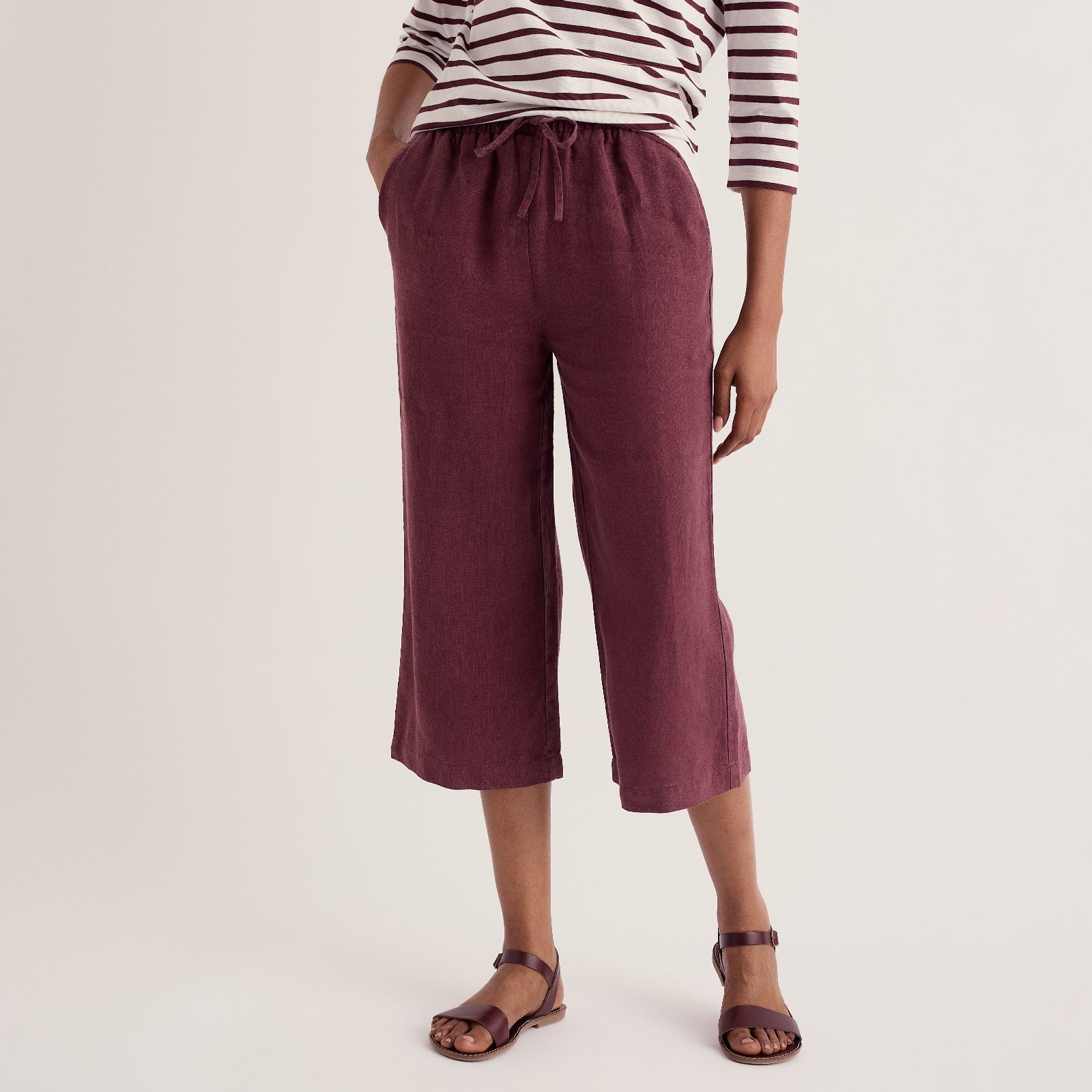 Seasalt Cornwall Linen Tide Flow Cropped Trousers Petite
