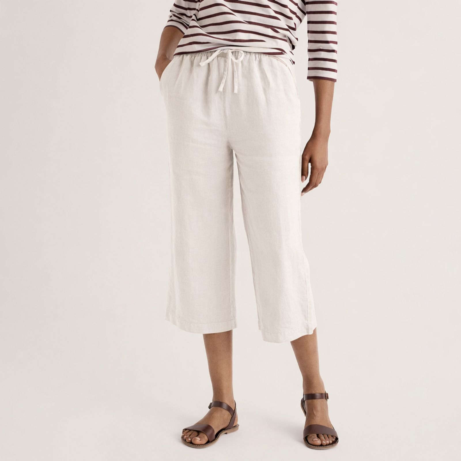 Seasalt Cornwall Linen Tide Flow Cropped Trousers Petite