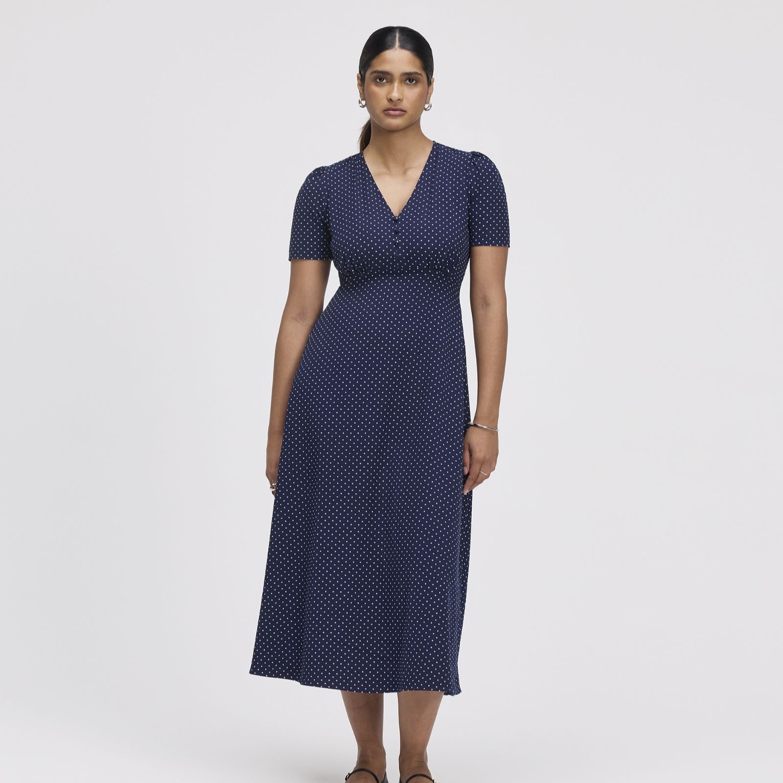 Finery London Nieve Printed V Neck Midi Dress Standard